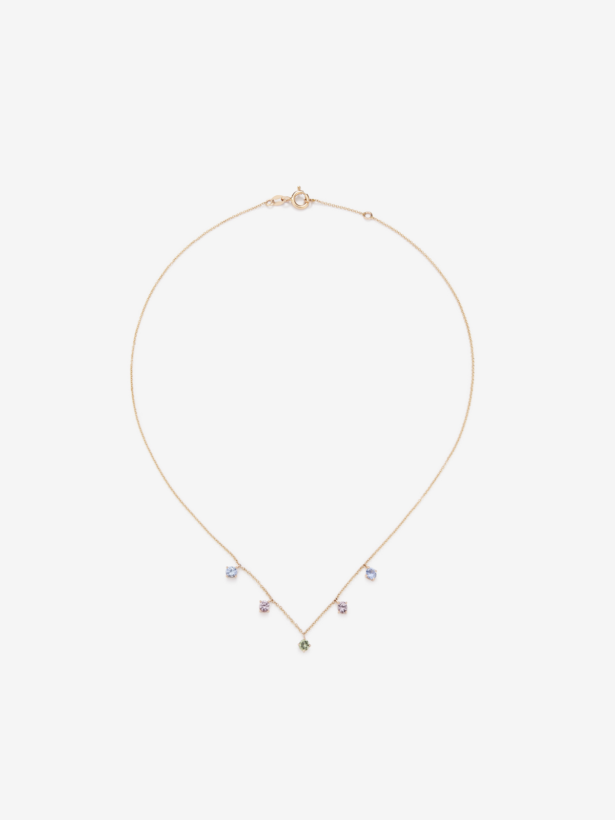 18K rose gold pendant chain with multicolor sapphire