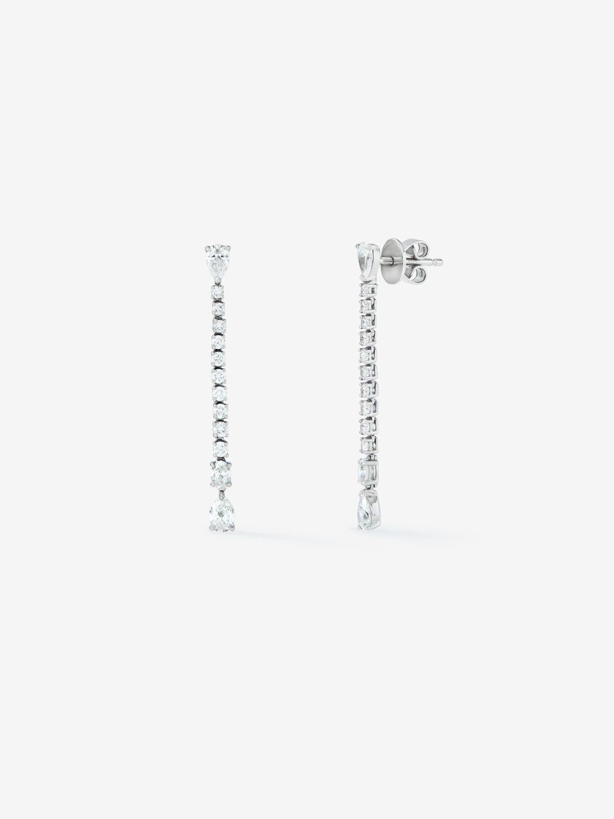 Long 18k White Gold Earries with Diamonds