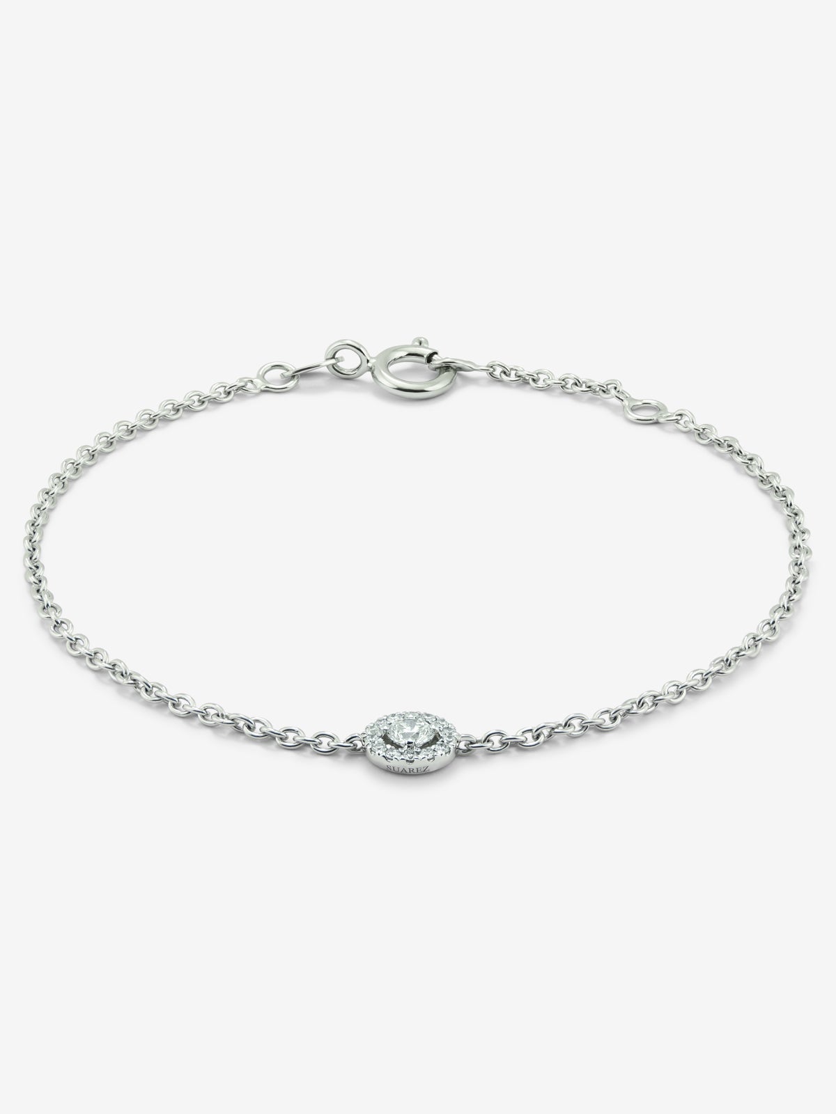 18K white gold bracelet with pave diamonds chain