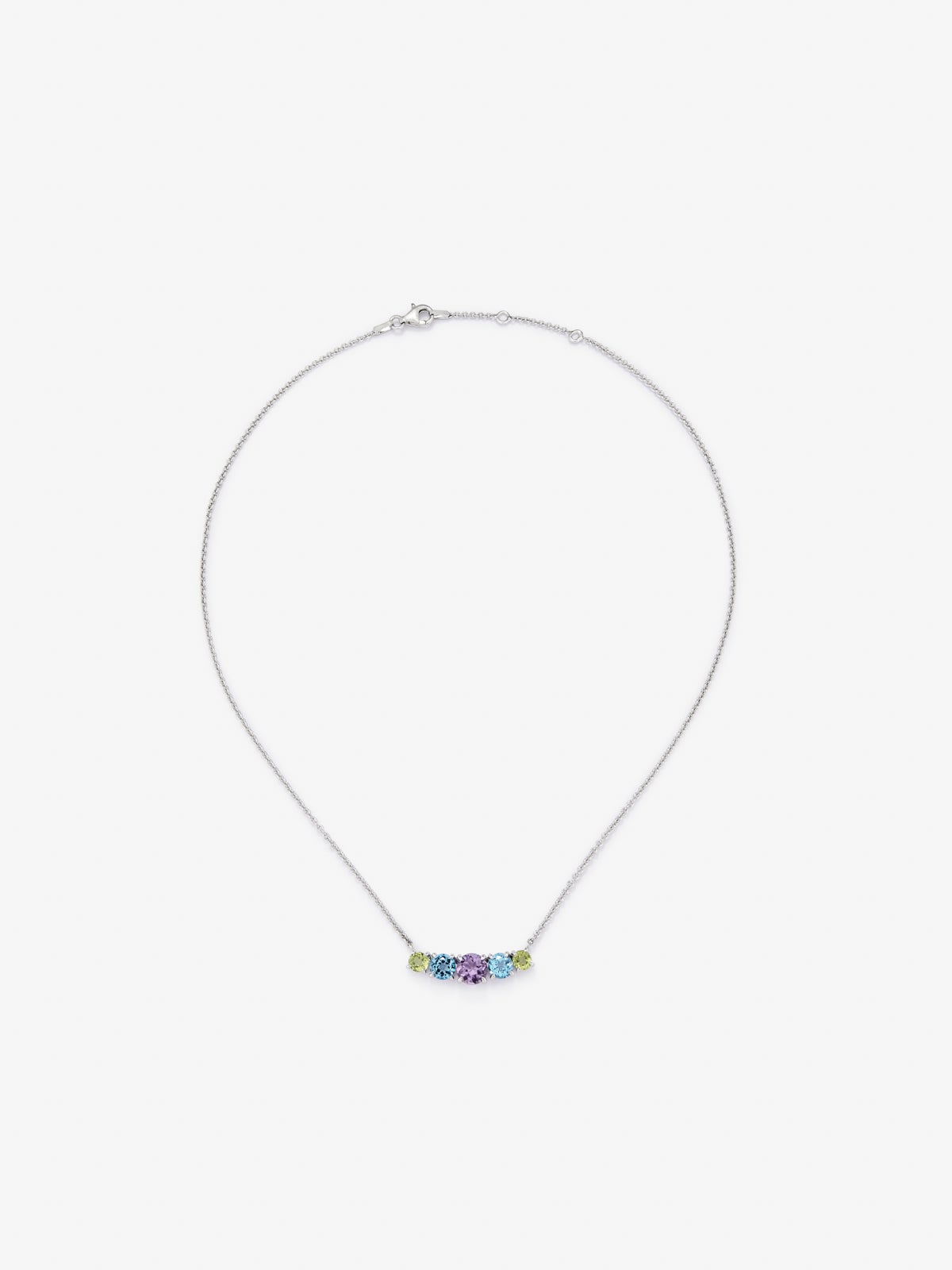 925 Silver chain pendant with amethyst, topaz and peridot.