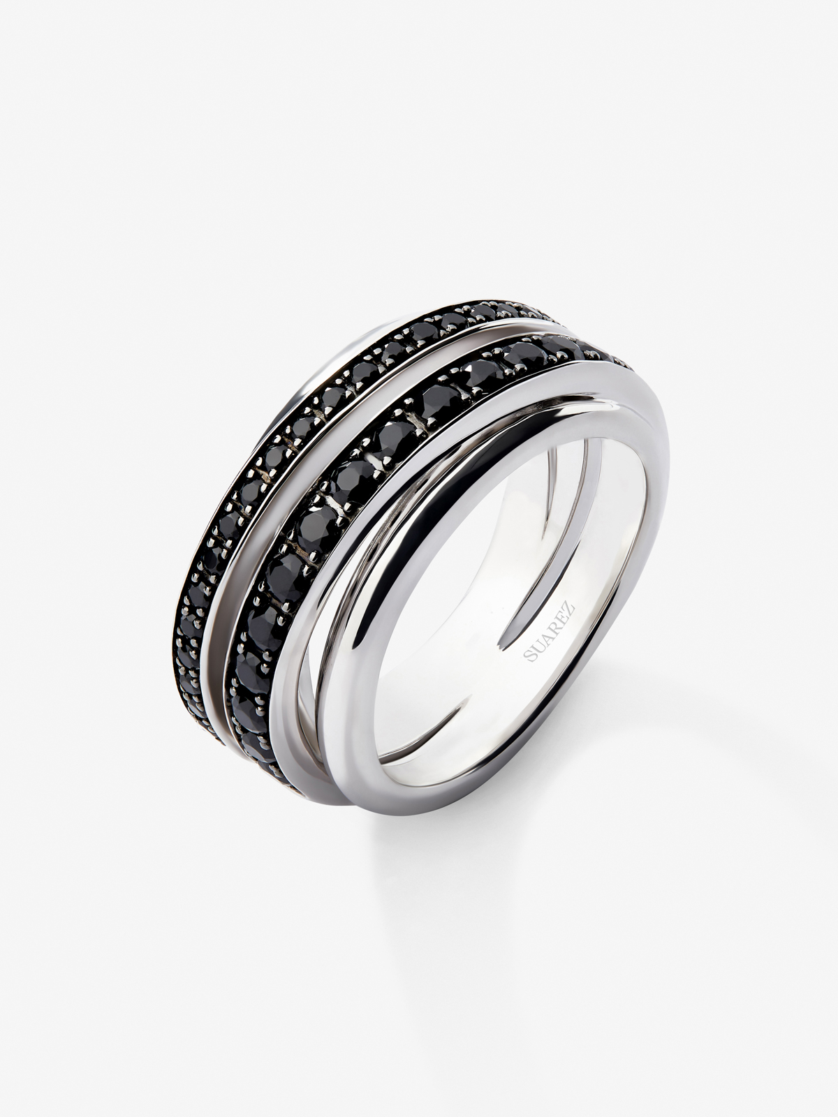 931 Silver Ring with Black Spinel Pavé