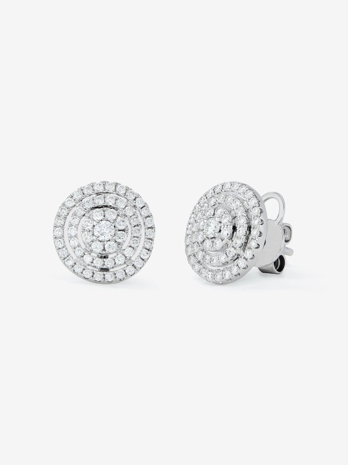 18K white gold earrings with pave diamonds.