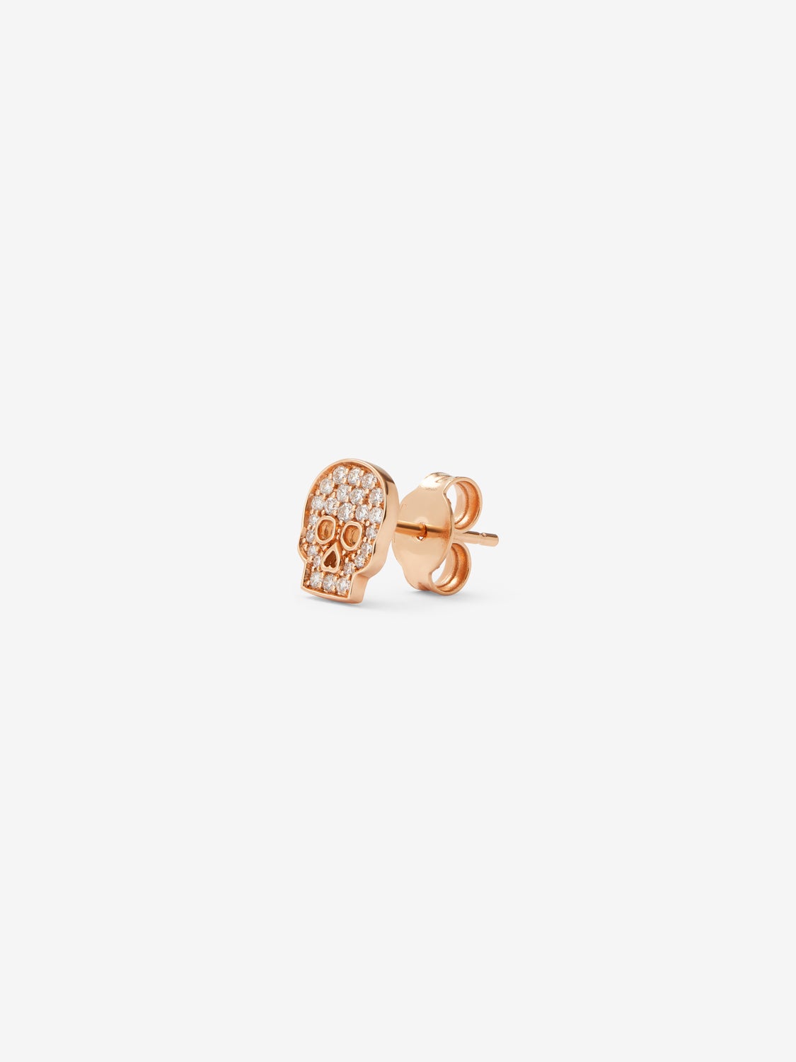 18kt Rose Gold Individual Skull Earring with Diamonds