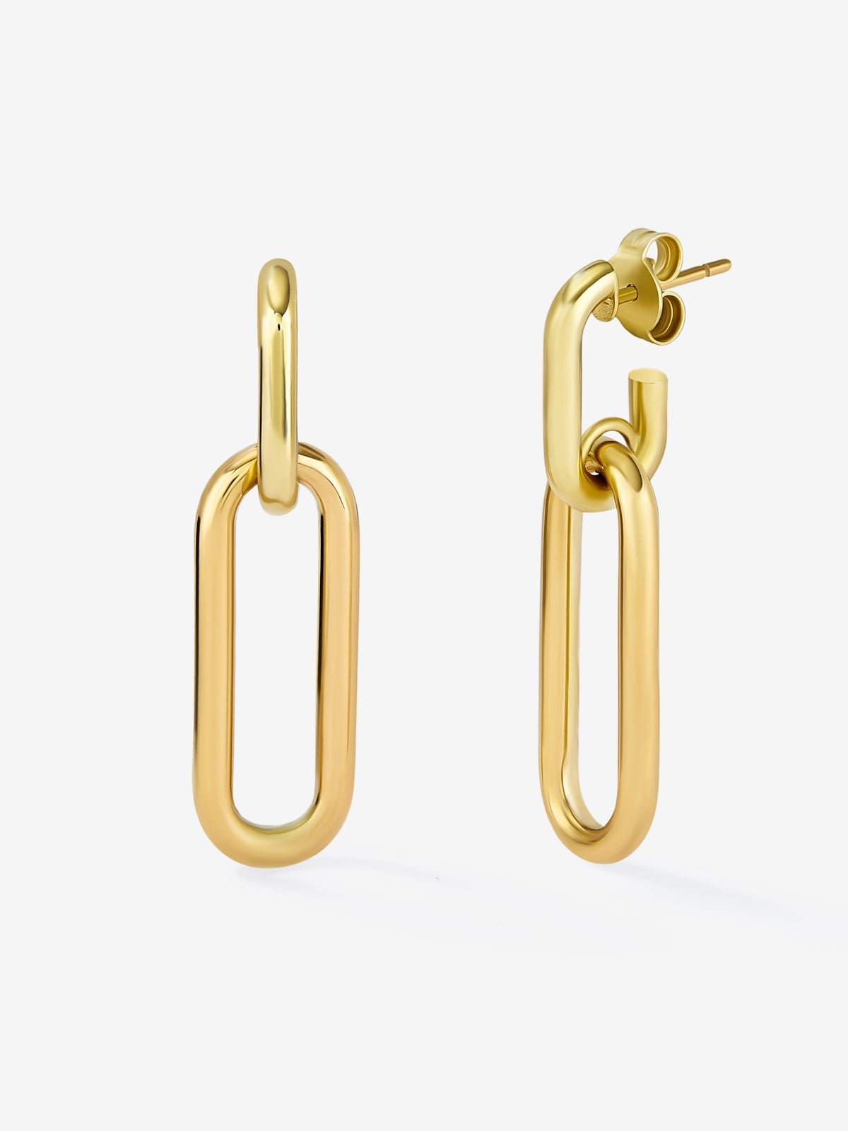 Medium-sized 18k yellow gold forza link earrings