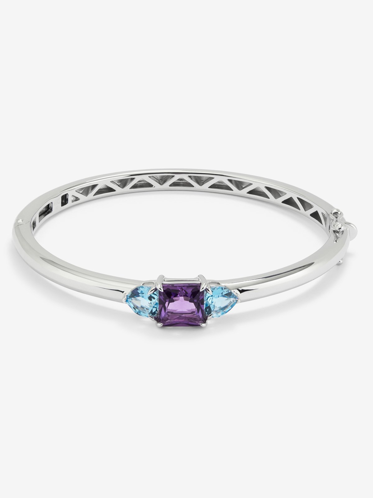 925 Silver Rigid Bracelet with Amethyst and Topaz