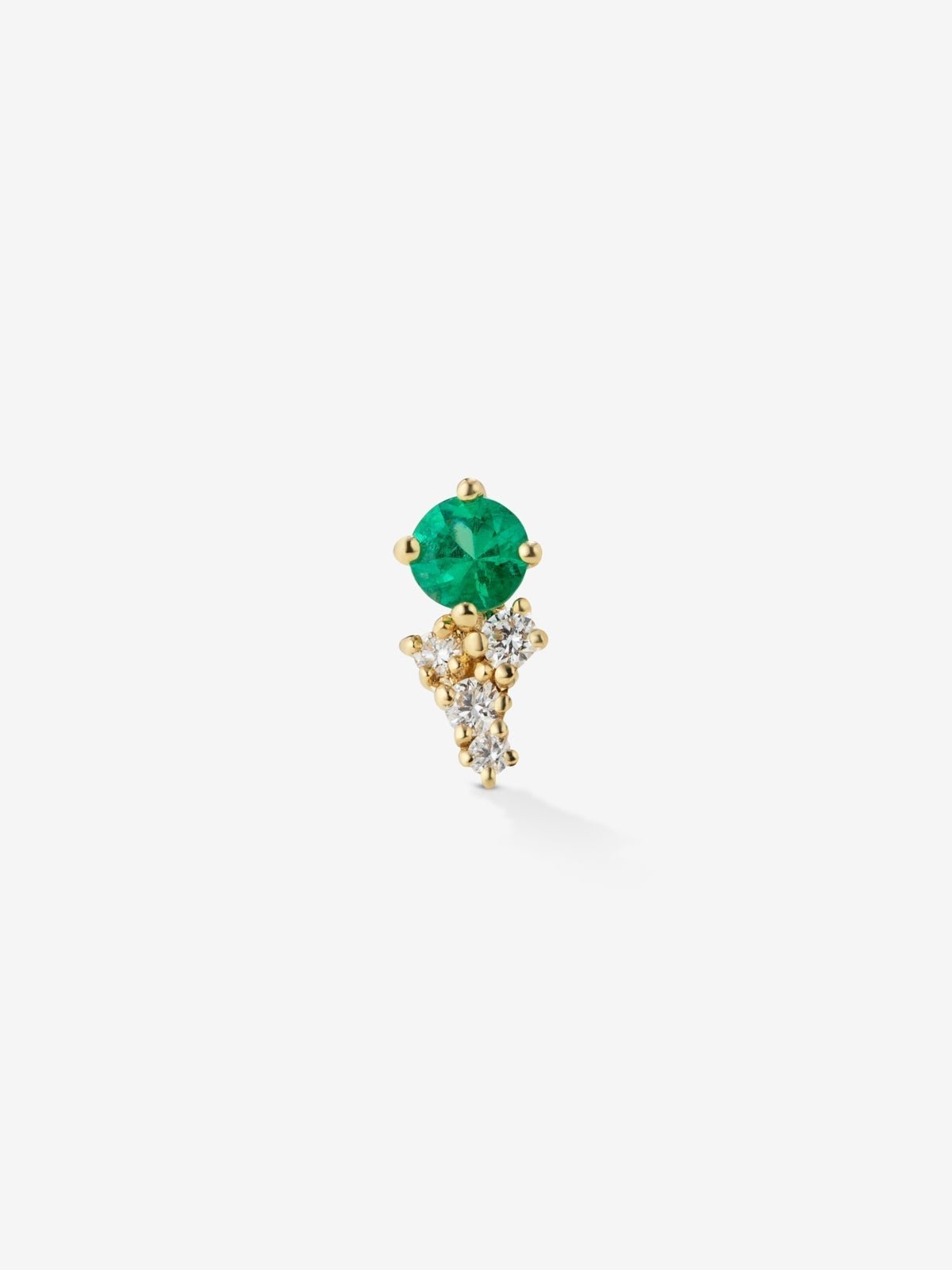 Pendiente individual izquierdo de oro amarillo de 18K con esmeralda y diamantes