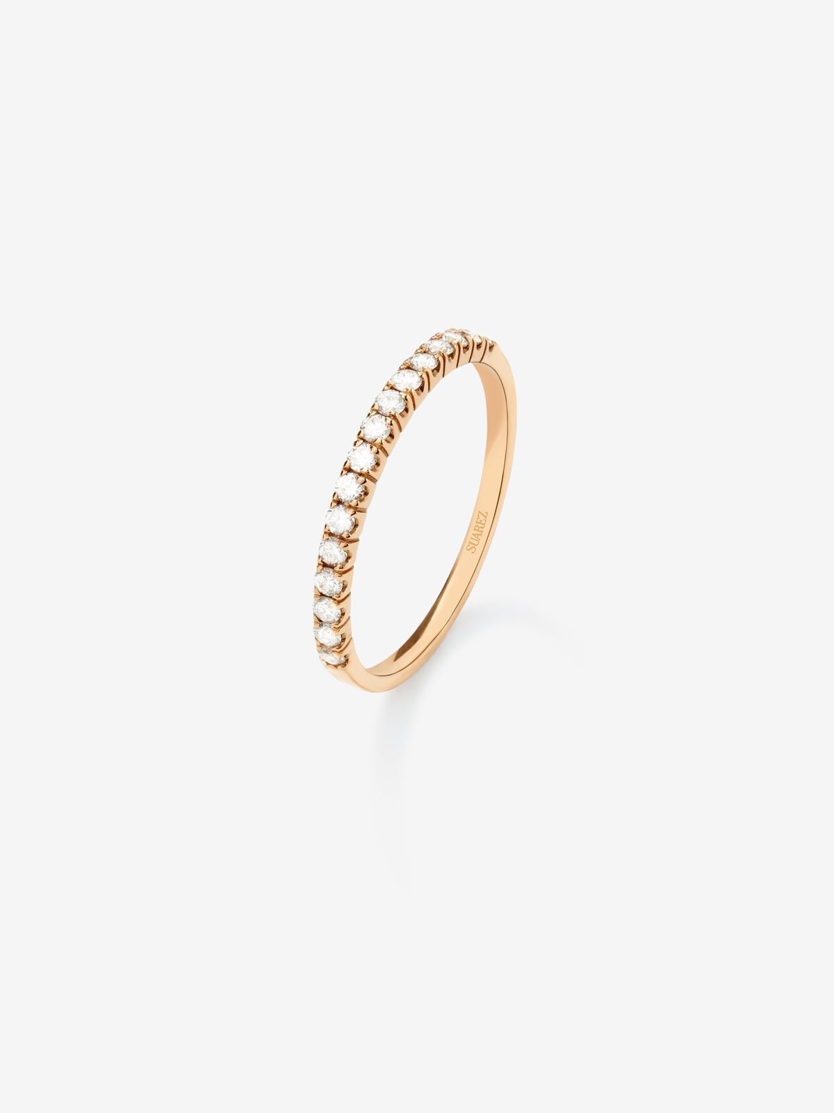 Half ring in 18K rose gold with 15 brilliant-cut diamonds with a total of 0.3 cts