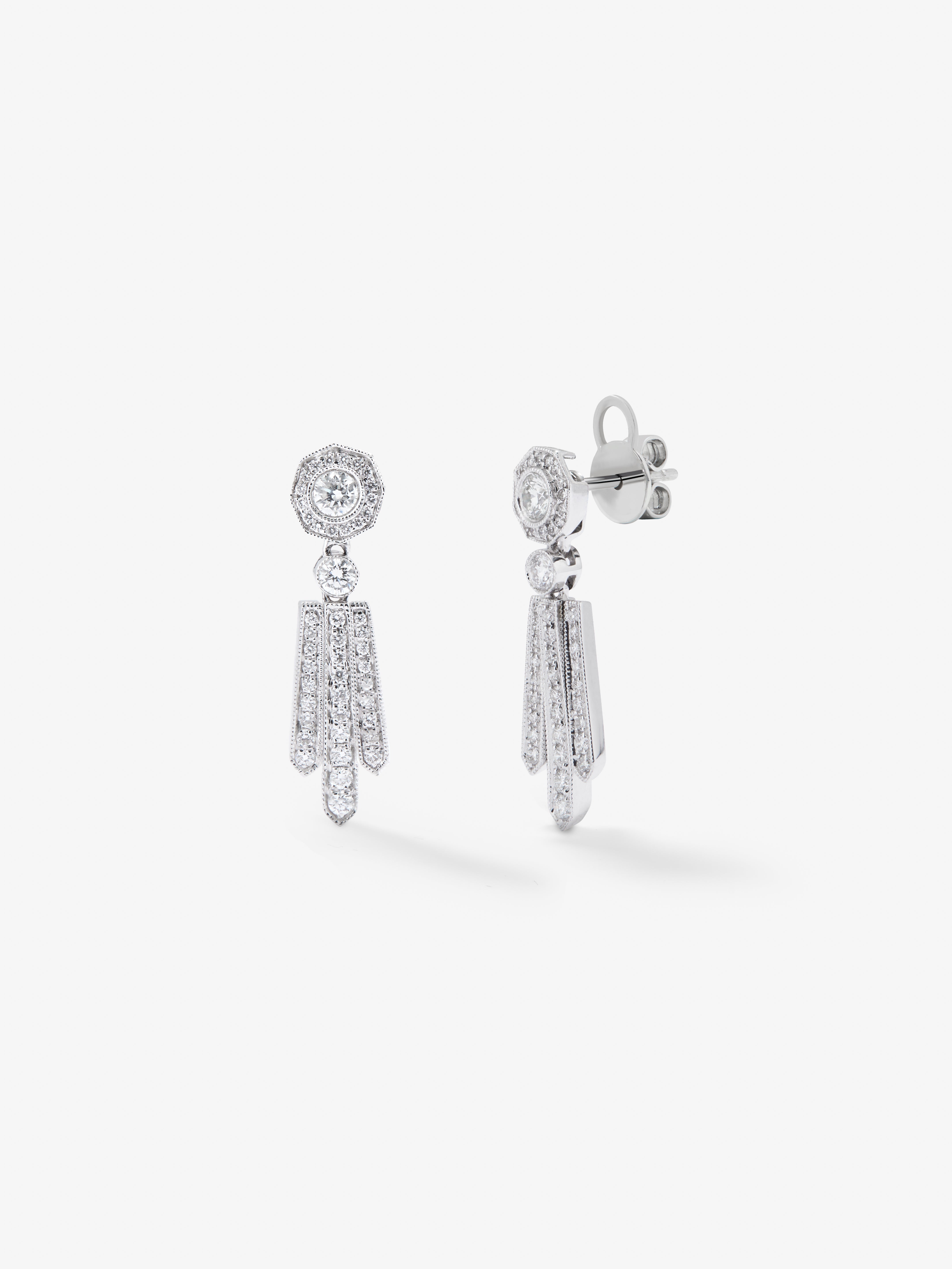 Pendientes de oro blanco de 18K con diamantes blancos en talla brillante de 0,88 cts