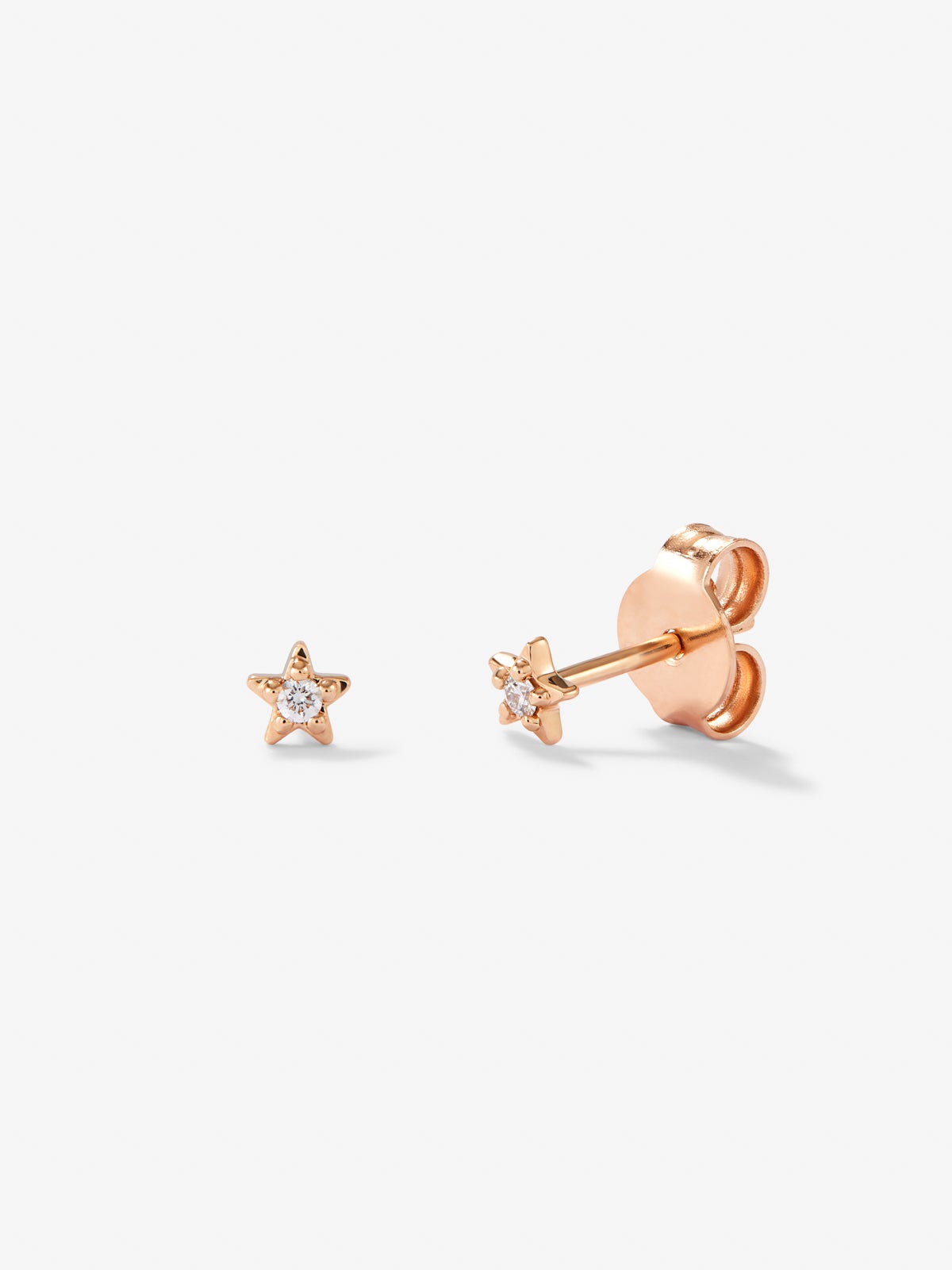 18K rose gold earrings with 2 brilliant-cut diamonds with a total of 0.03 cts
