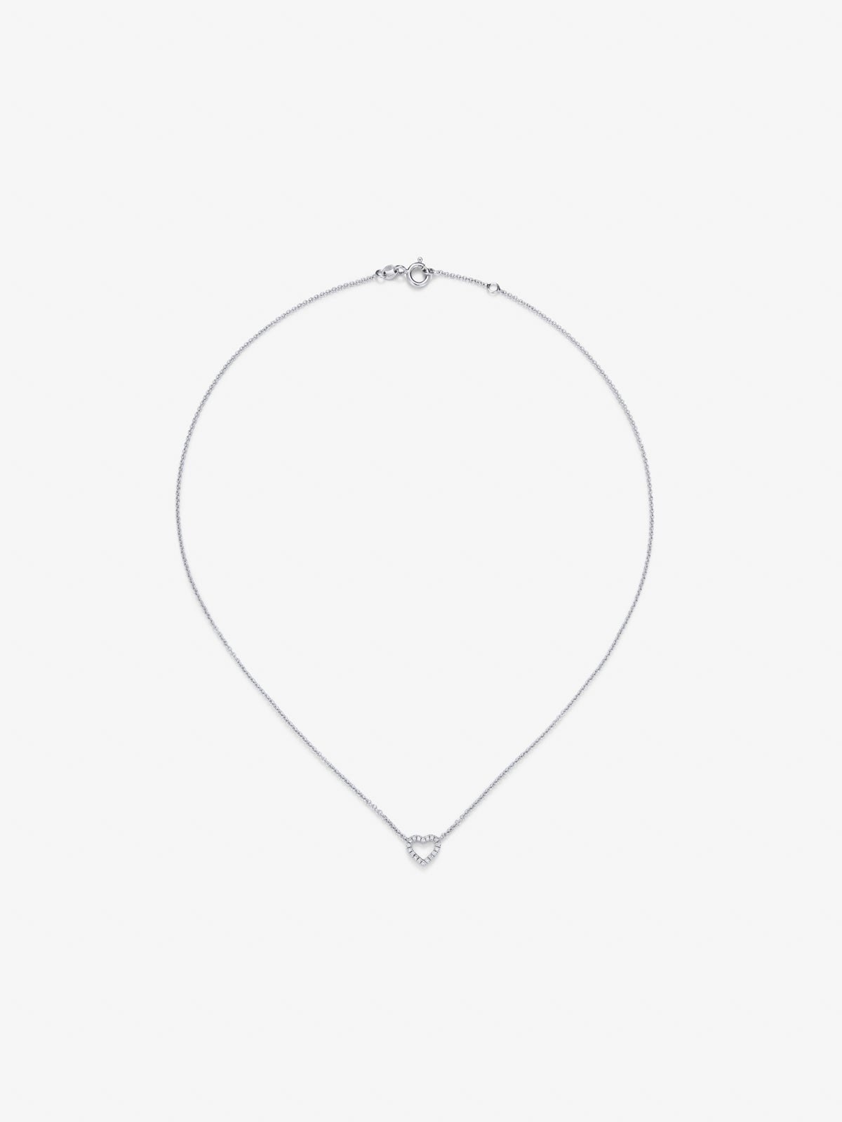 18K White Gold Heart Pendant Chain with Diamonds