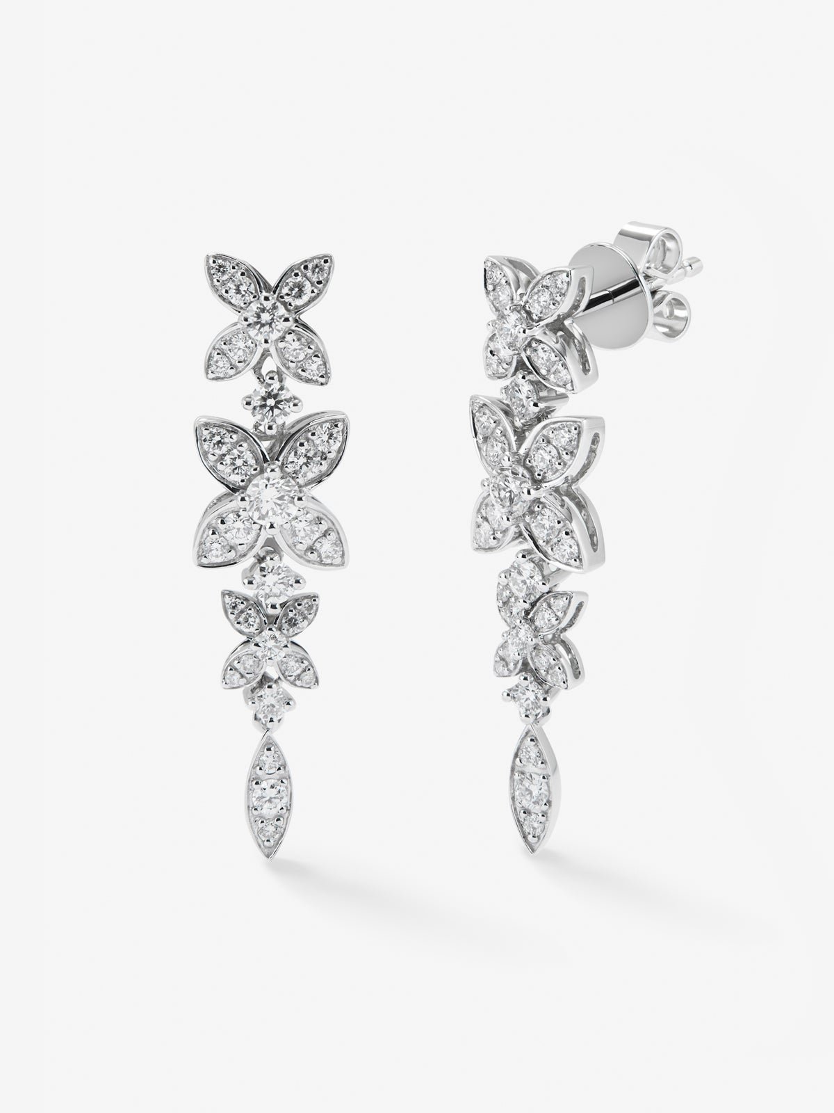 18K white gold earrings with white diamonds of 1,092 cts