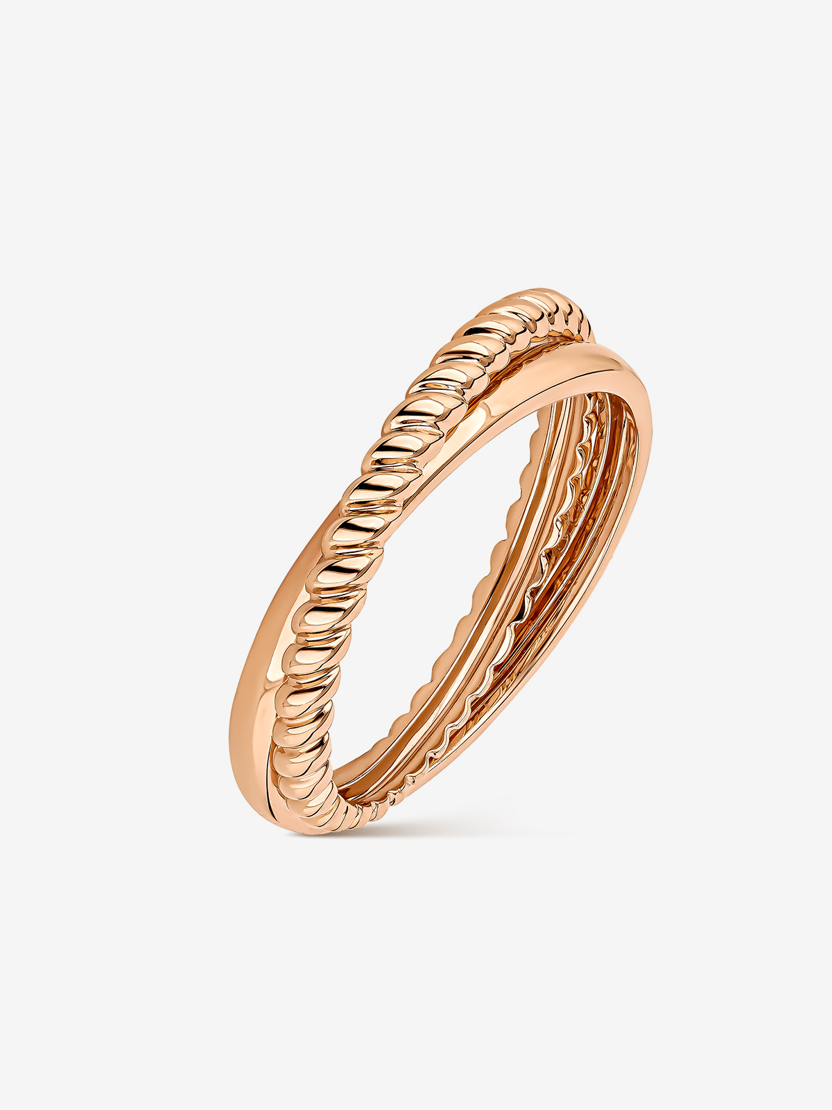 18kt Rose Gold Double Crossed Ring
