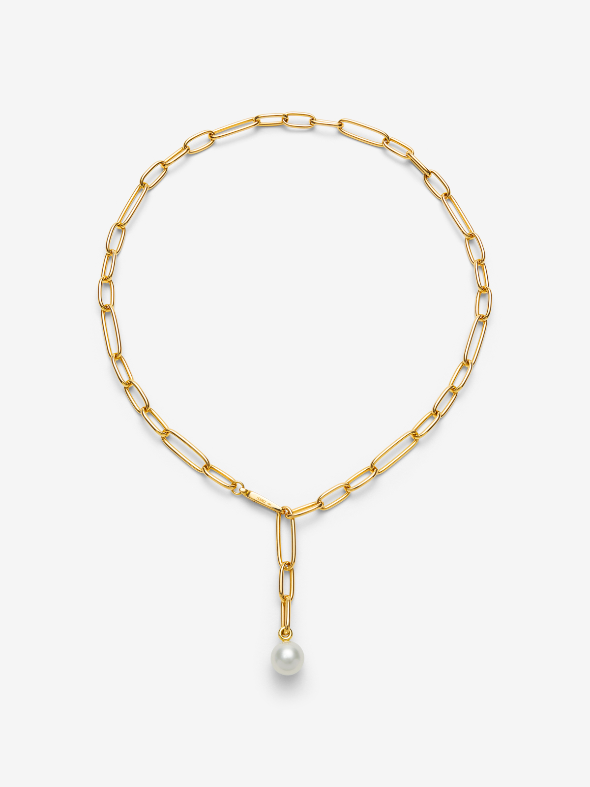 18K Yellow Gold Link Necklace with 11.5mm Australian Pearl