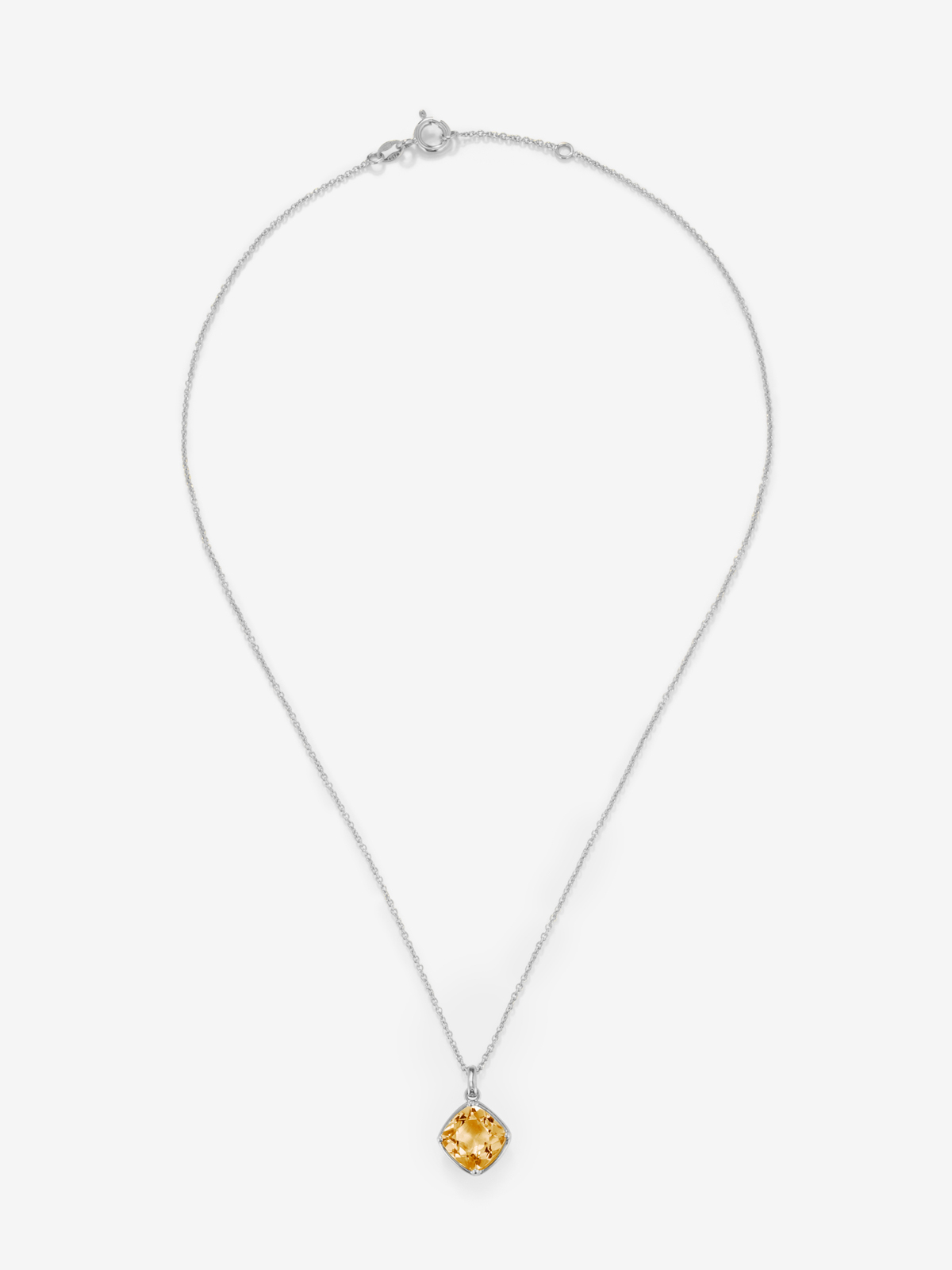 925 silver pendant with citrine quartz in cushion cut