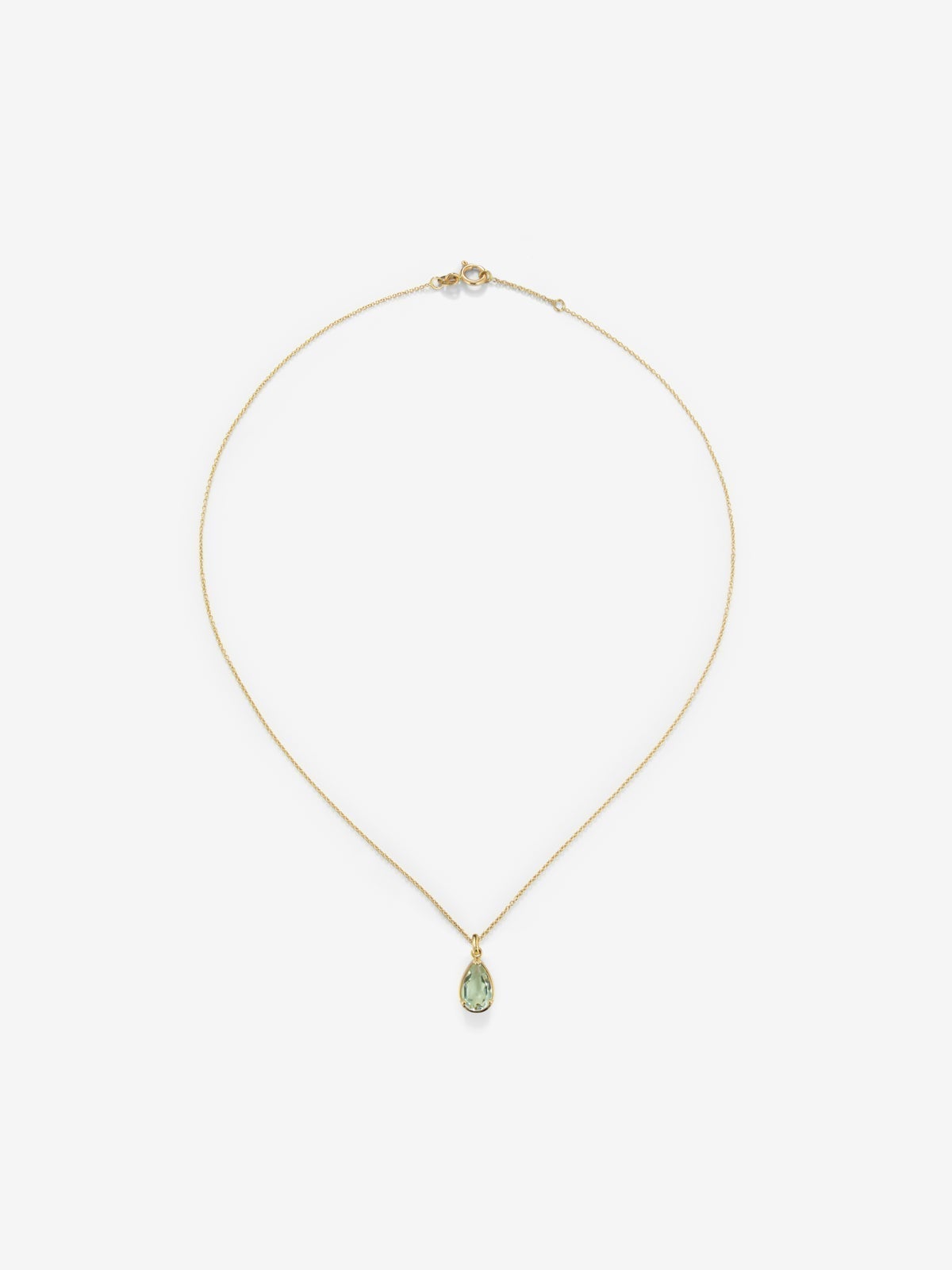 18K Yellow Gold Pendant Chain with Green Amethyst