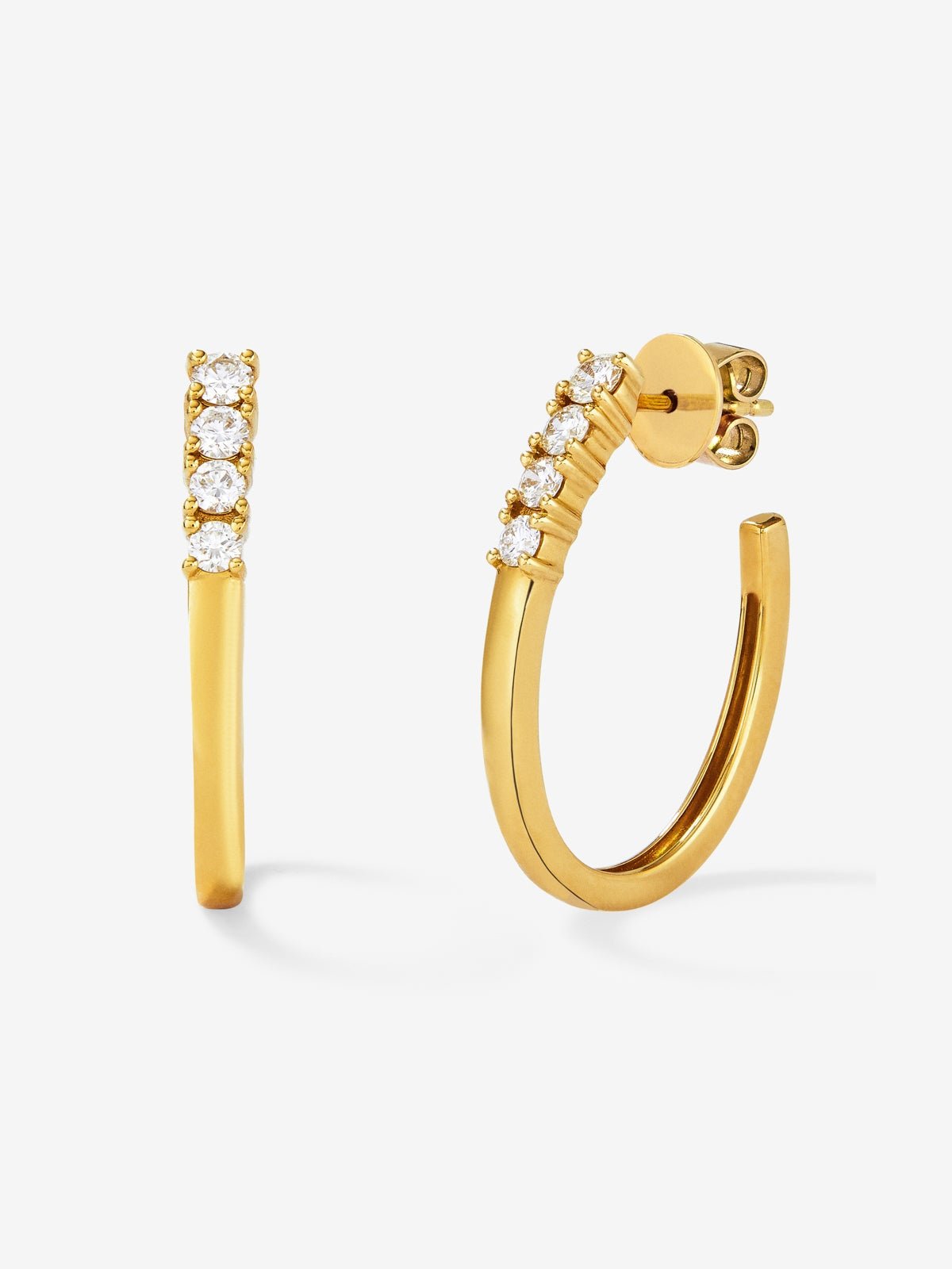 18k yellow gold ring earrings with white 0.5 cts bright diamonds