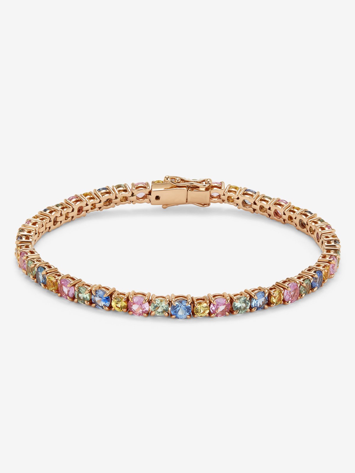 18K rose gold bracelet with 46 brilliant-cut multicolor sapphires