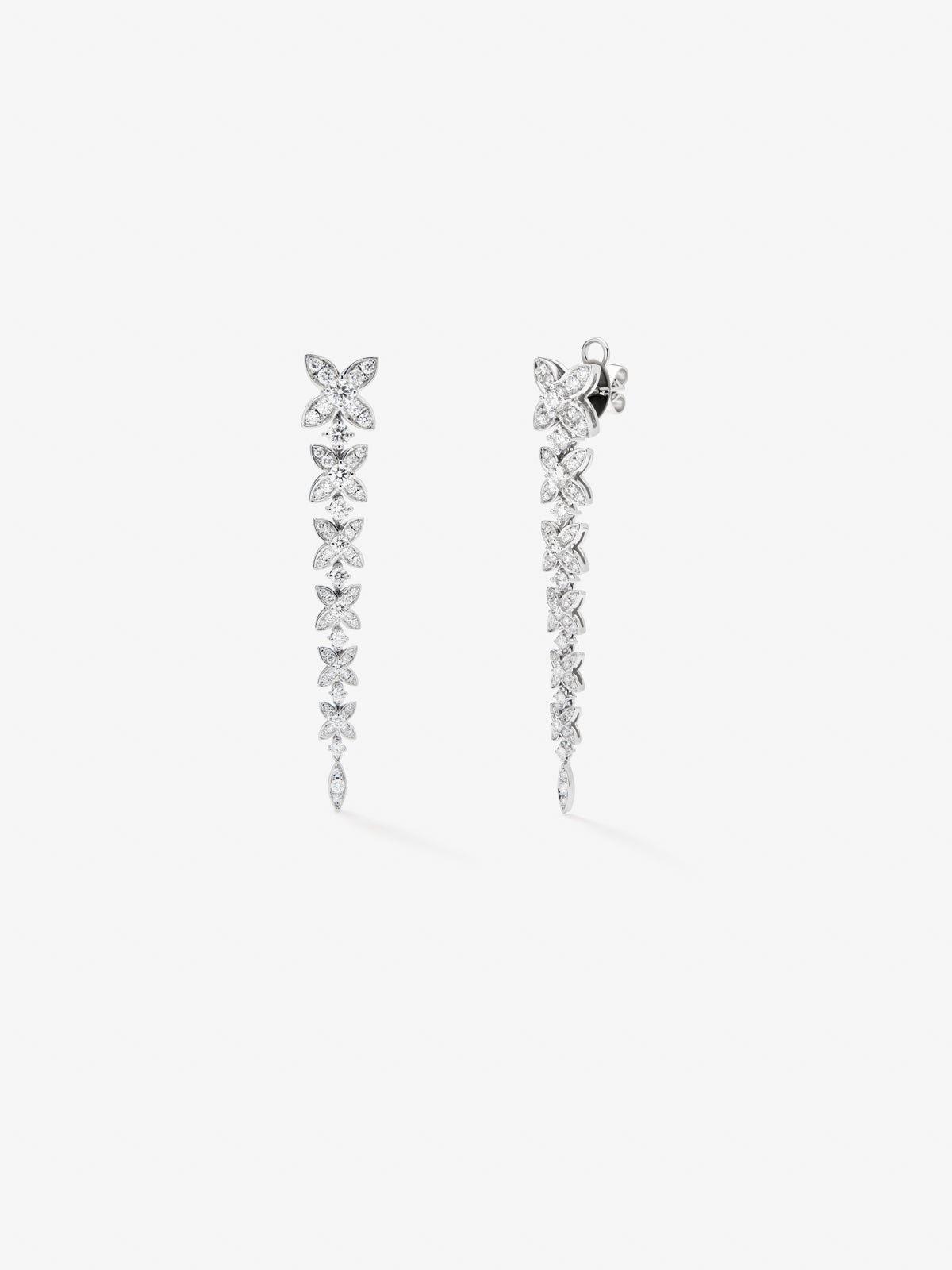 Pendientes de oro blanco de 18K con diamantes blancos en talla brillante de 2,48 cts