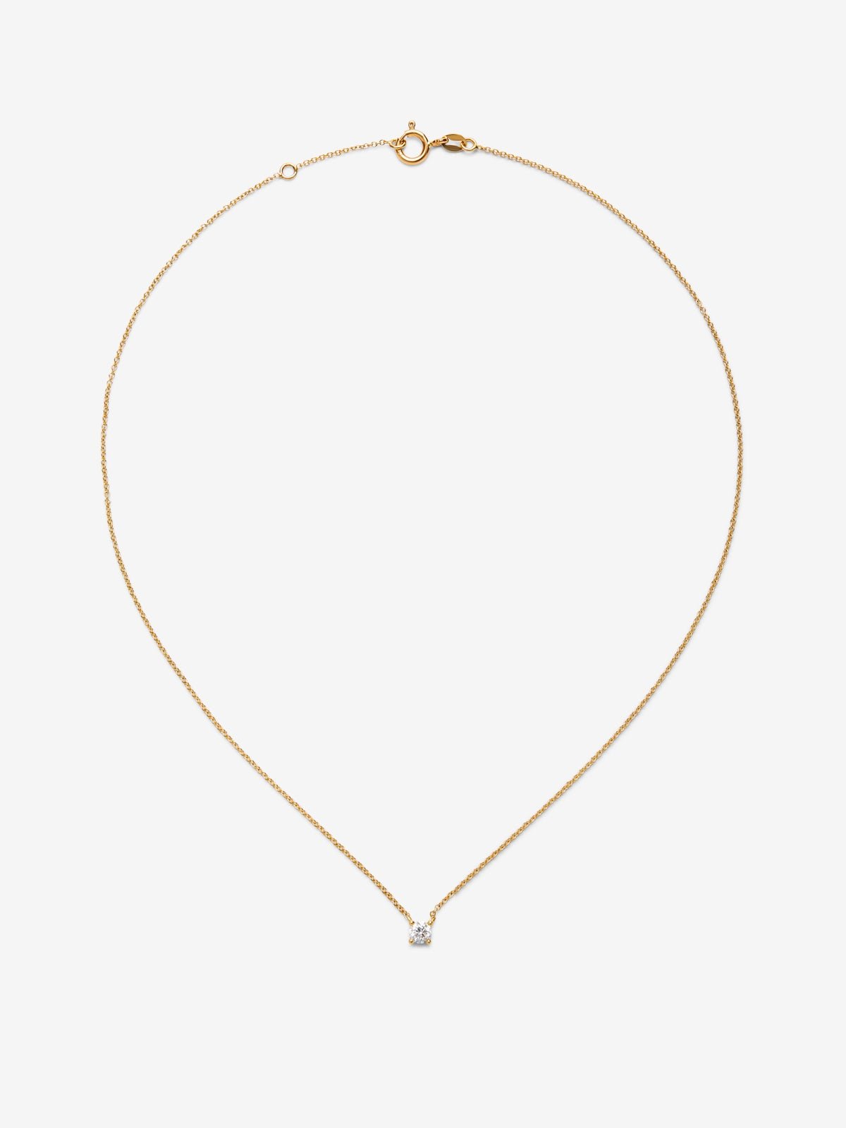 18K yellow gold necklace with 0.30 ct brilliant-cut central diamond