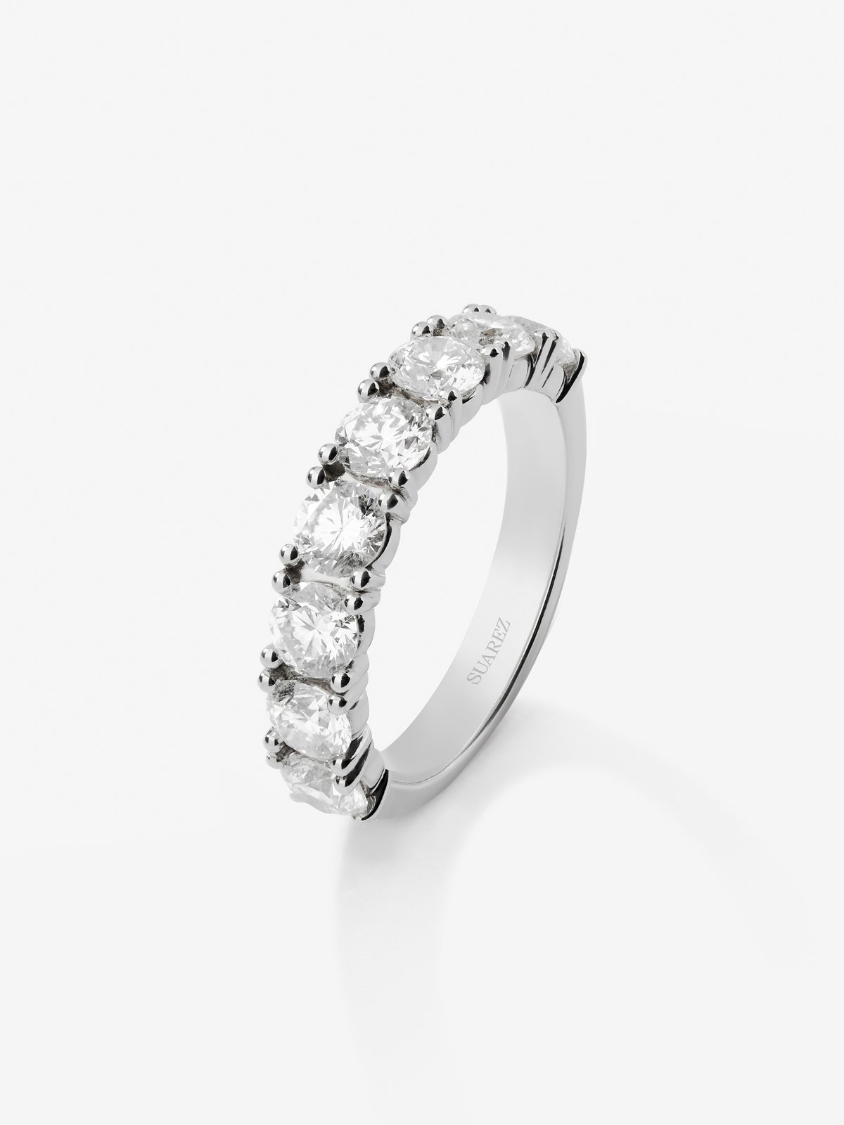Half ring in 18K white gold with 8 brilliant-cut diamonds with a total of 2.05 cts