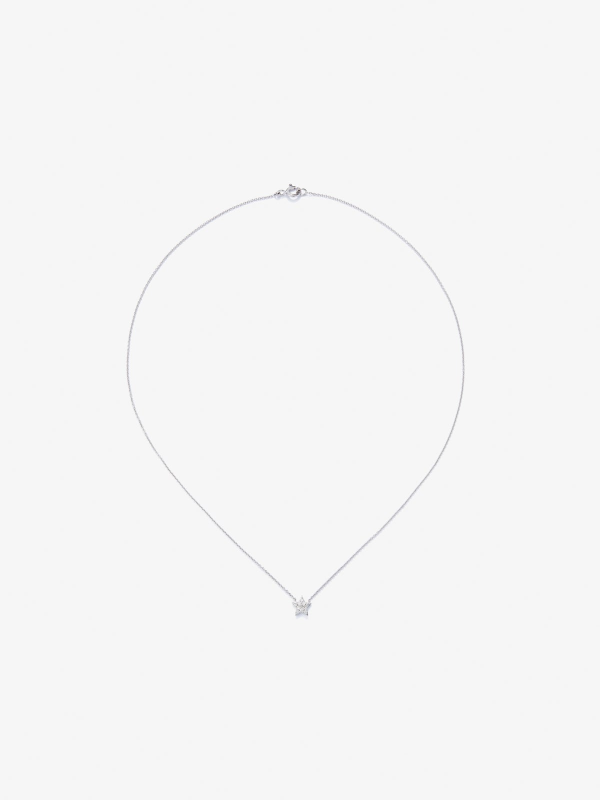 18K White Gold Star Pendant with Pave Diamonds Chain