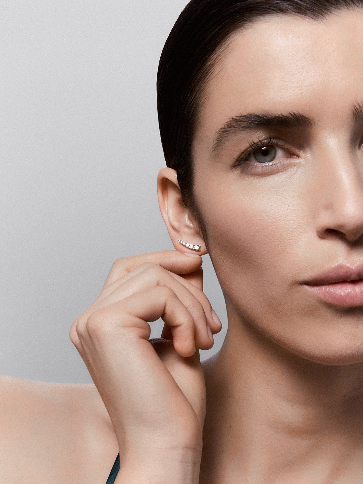 18K White Gold Climber Earrings with Diamonds