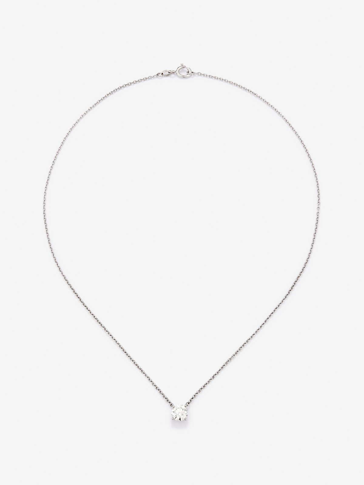 Collar de oro blanco de 18K con diamante en talla brillante de 1 ct