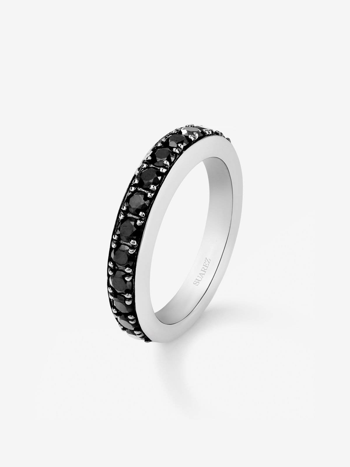 925 silver ring with 15 brilliant-cut black spinels with a total of 1.58 cts