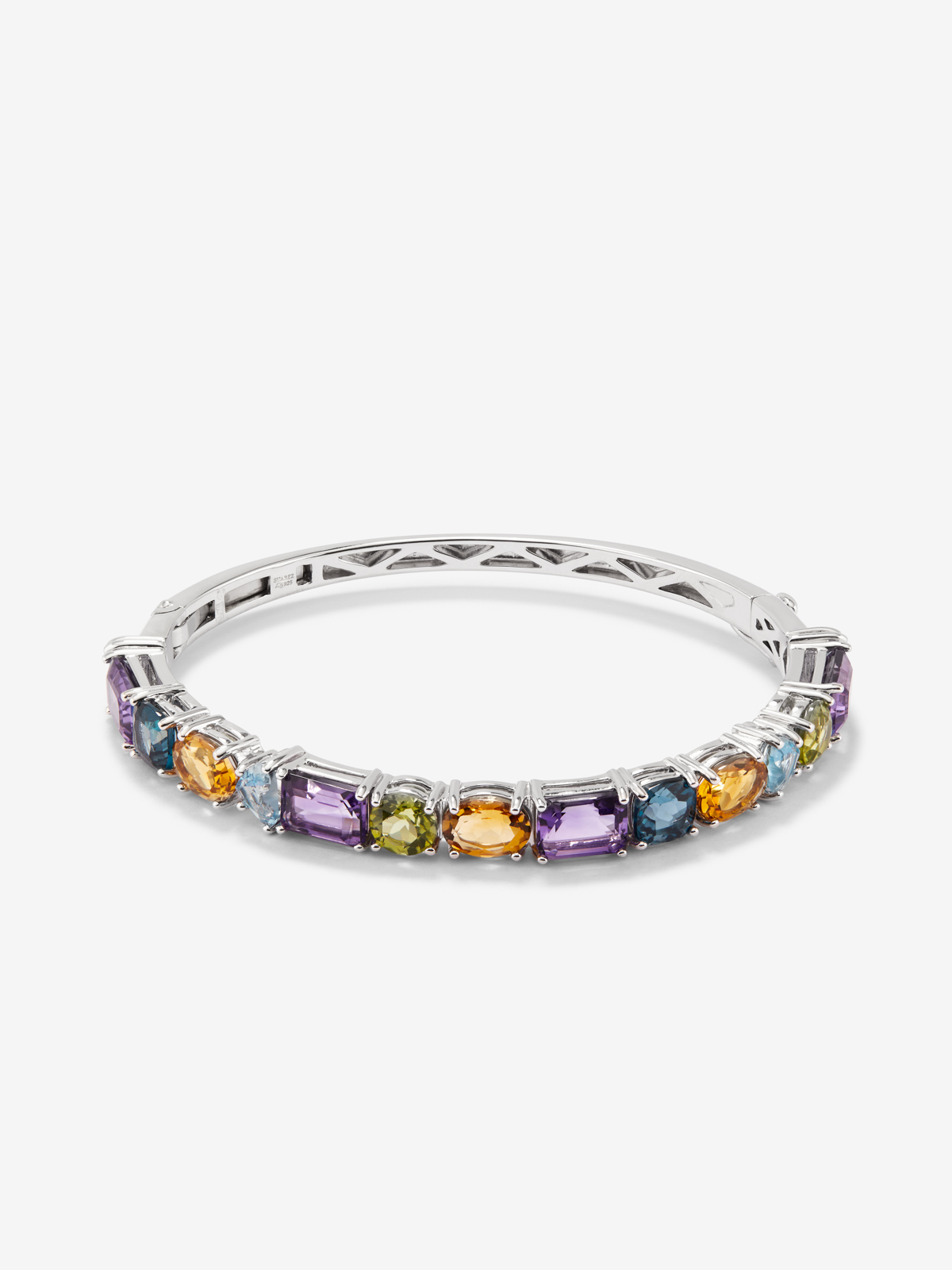 925 Silver rigid bracelet with multicolor gems