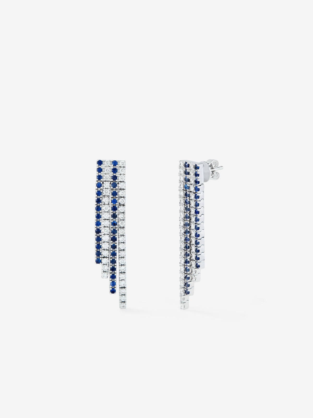 18K white gold pendant earrings with diamond and sapphire