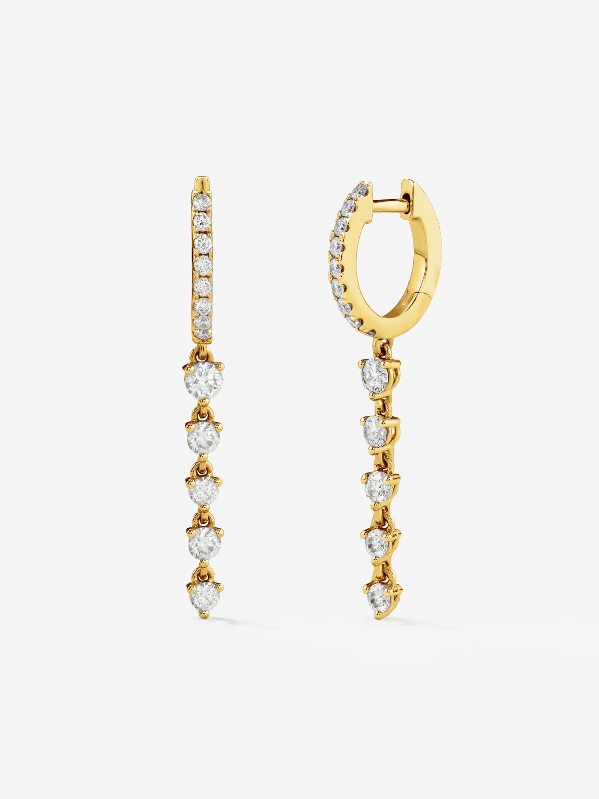 18K yellow gold earrings with 32 brilliant-cut diamonds with a total of 1.09 cts