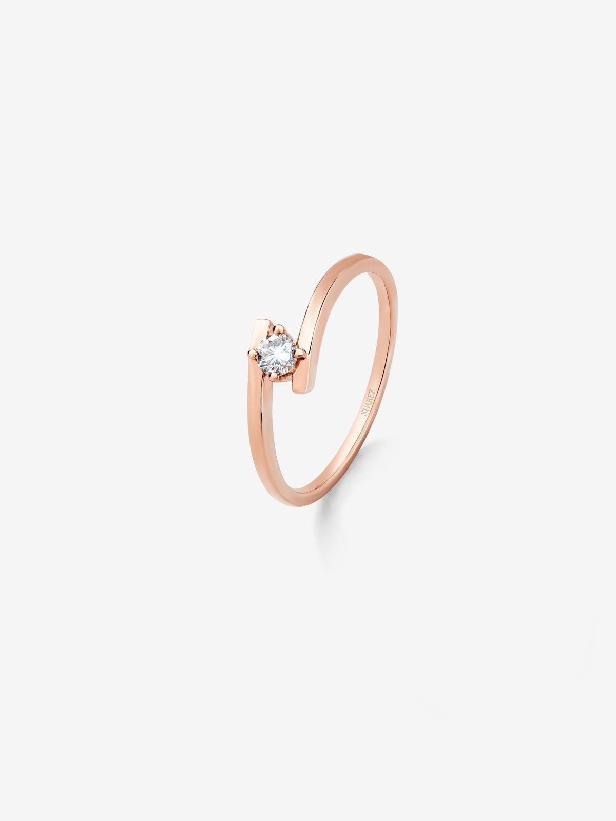 18K rose gold solitaire ring with 0.1 ct brilliant cut diamond