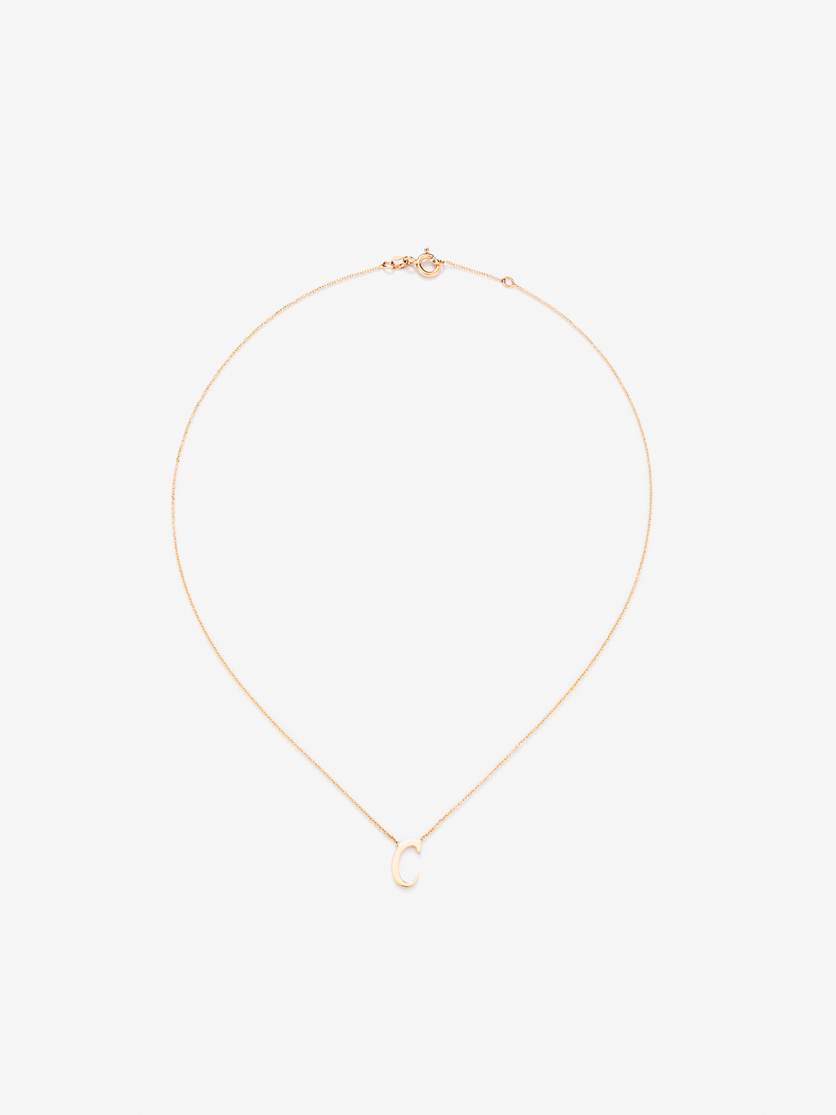 18K Rose Gold Pendant Chain with Initial C