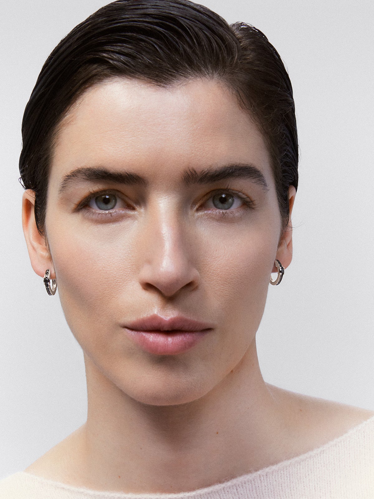 925 Silver Hoop Earrings with Spinel Stones