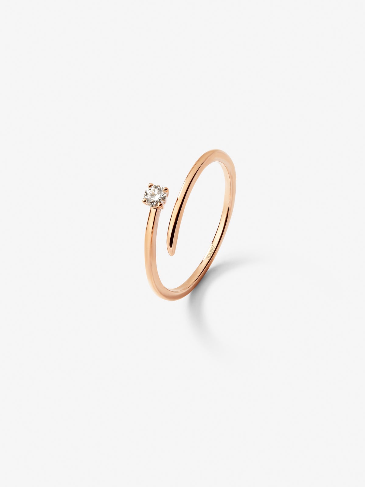 You and I 18k rose gold ring with white diamond in bright size