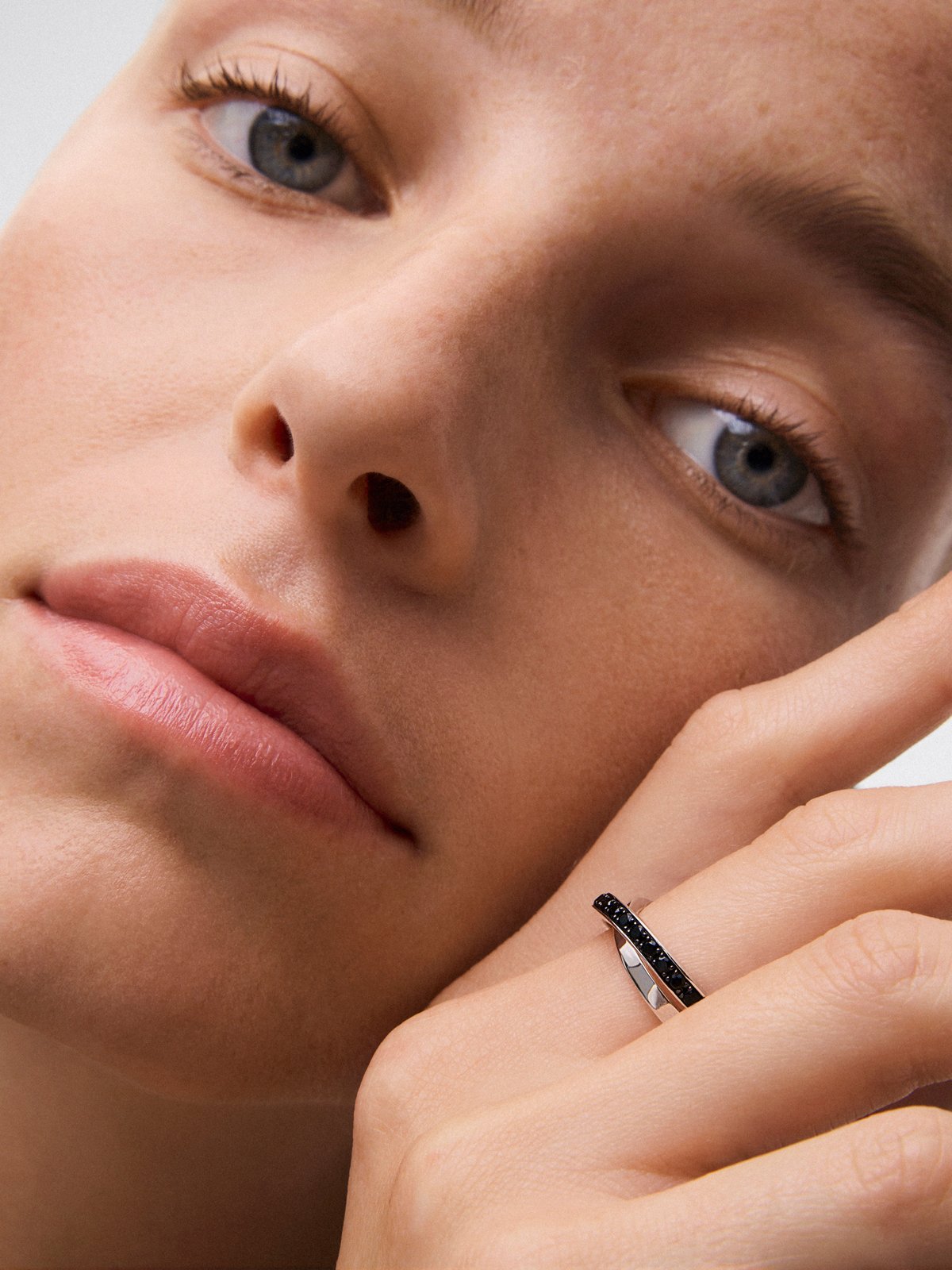 925 Silver Crossed Ring with Spinel Stones