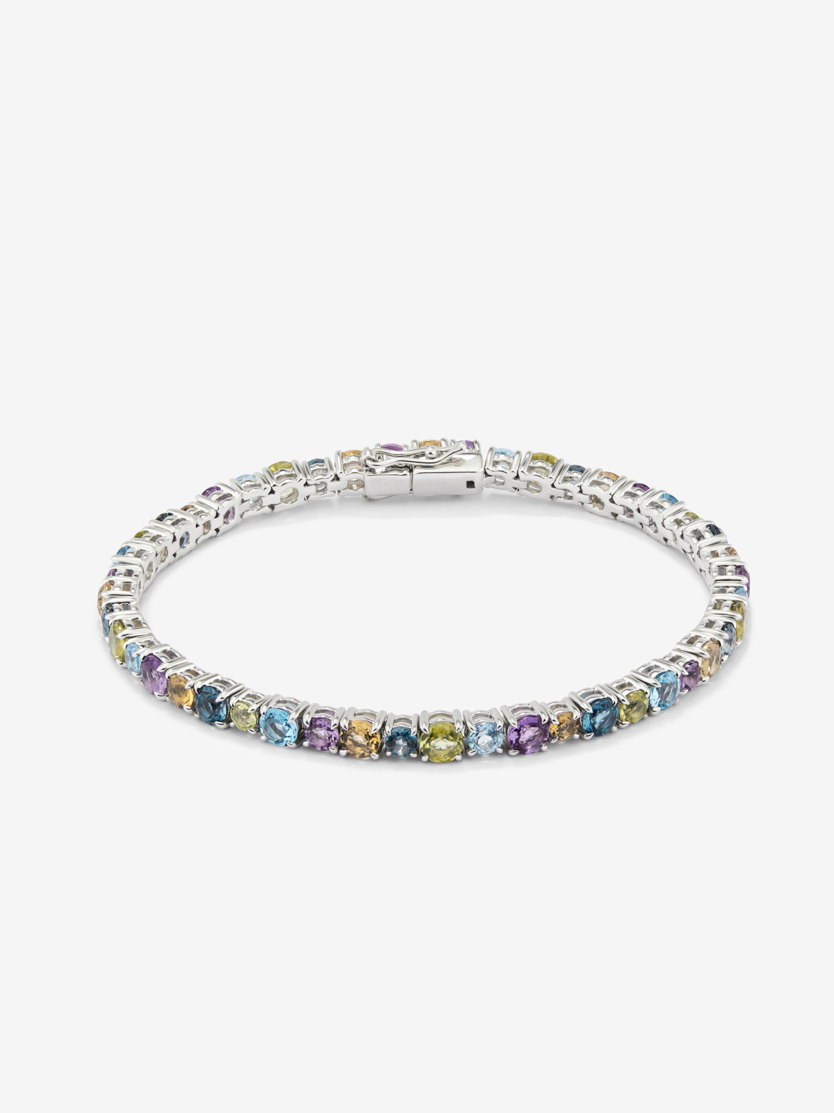 925 Silver Riviere Bracelet with Multicolor Gems