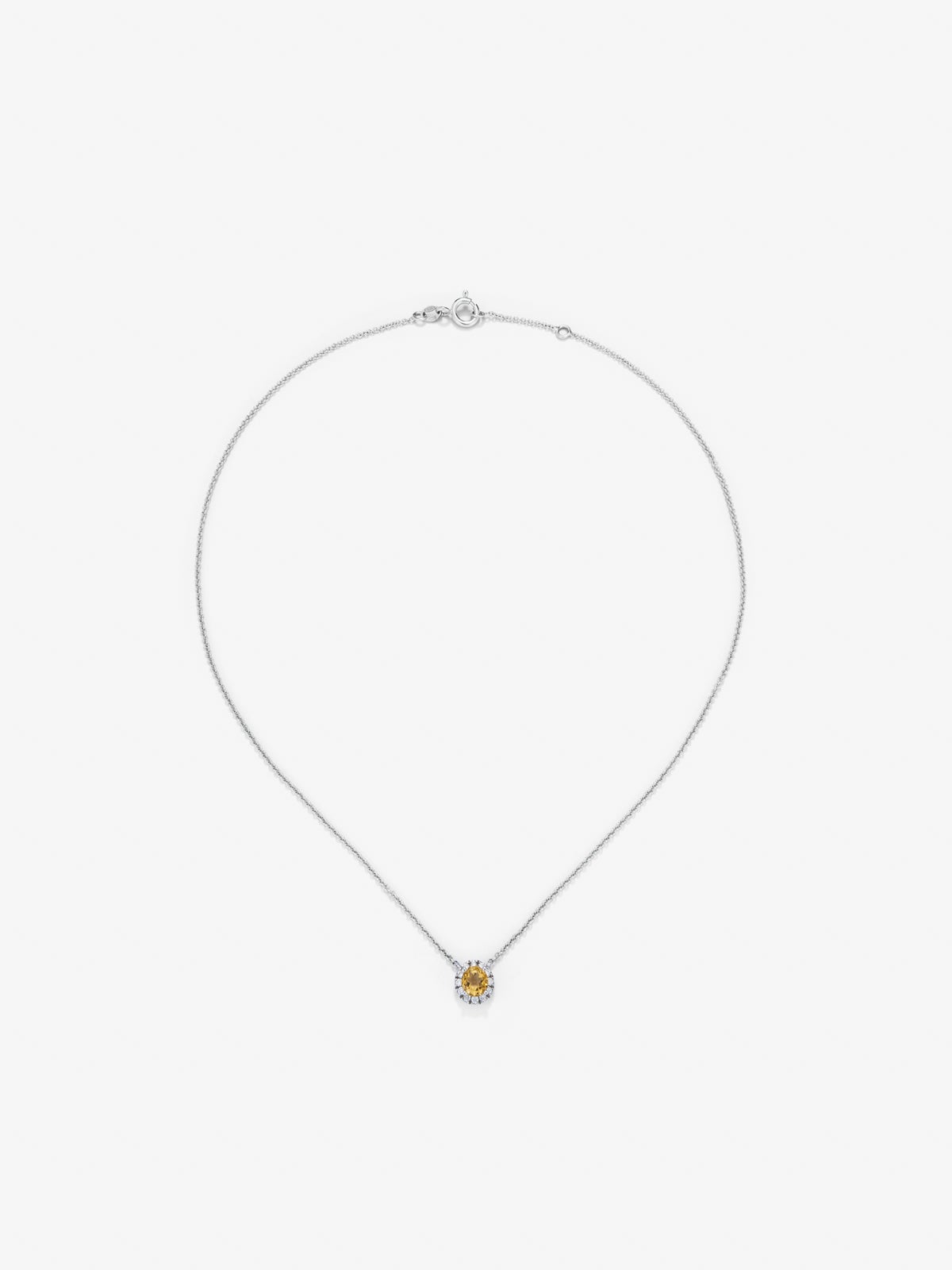 18K white gold pendant chain with citrine.