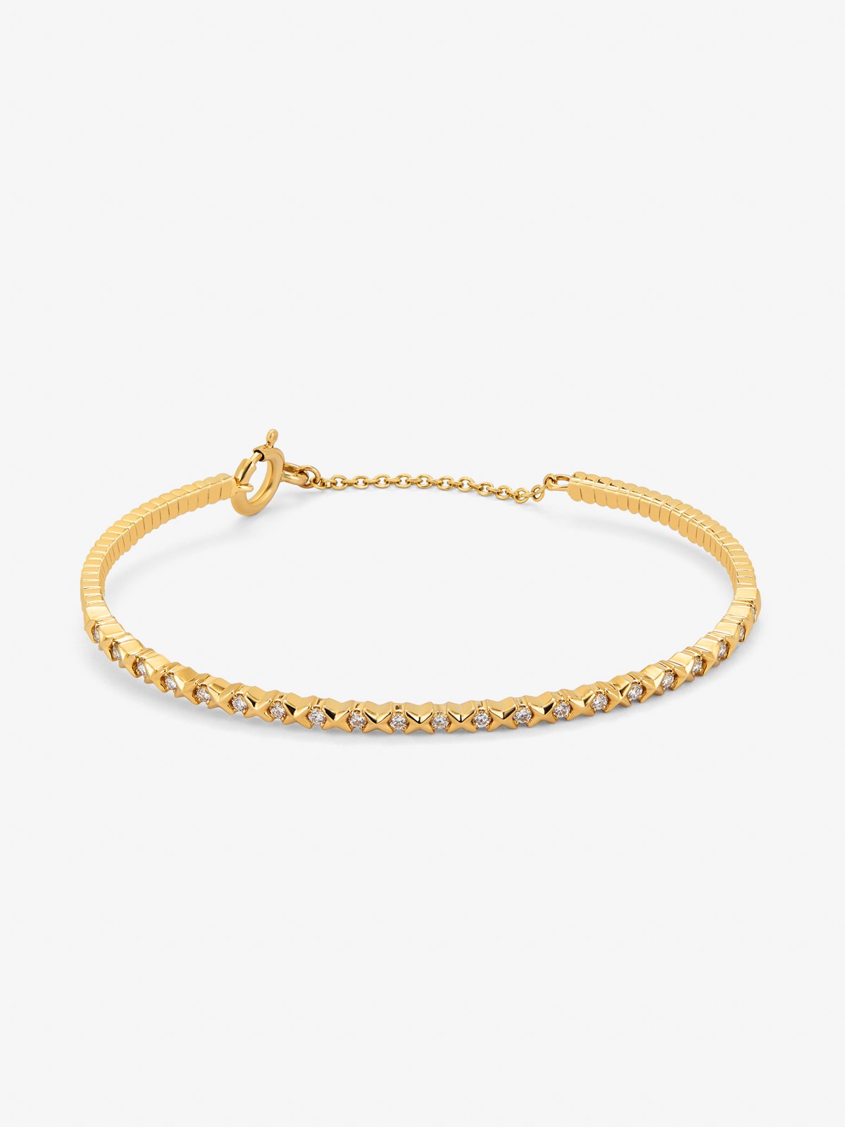 Rigid 18K yellow gold bracelet with 21 brilliant-cut diamonds with a total of 0.29 cts