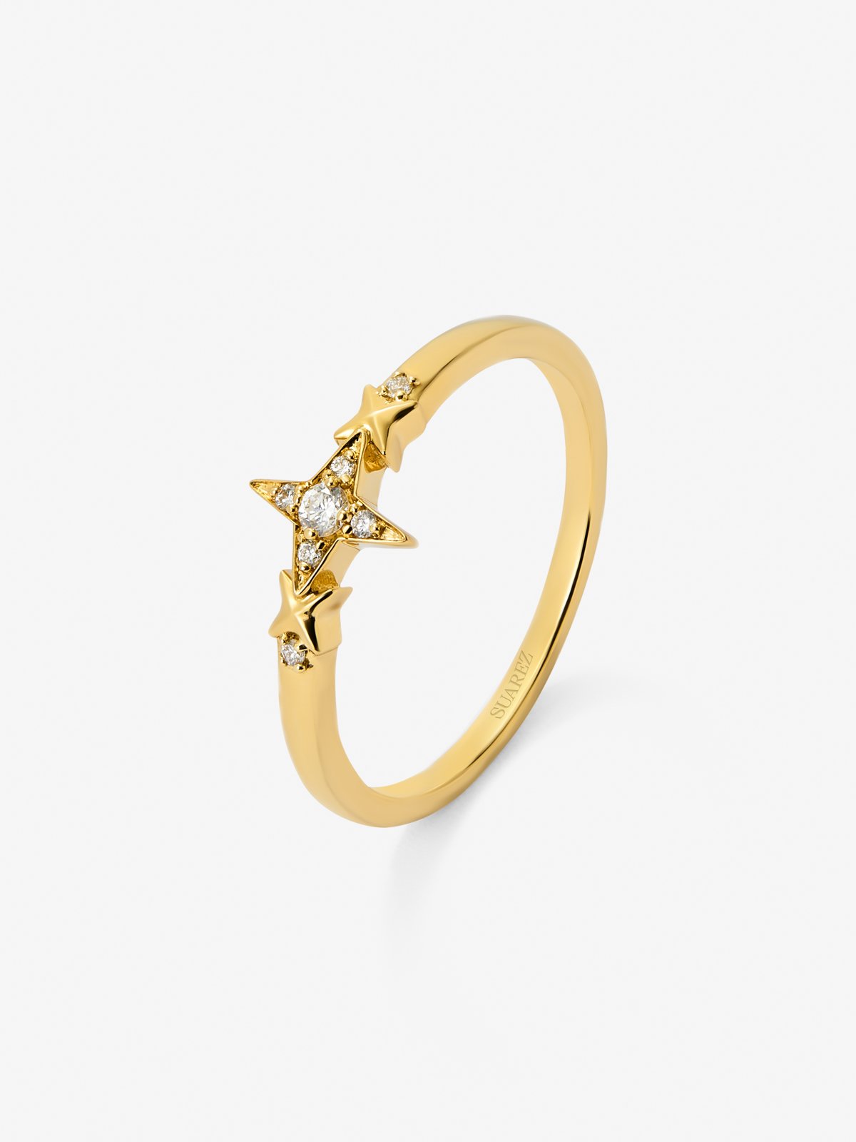 18K yellow gold ring with 7 brilliant-cut diamonds with a total of 0.05 cts