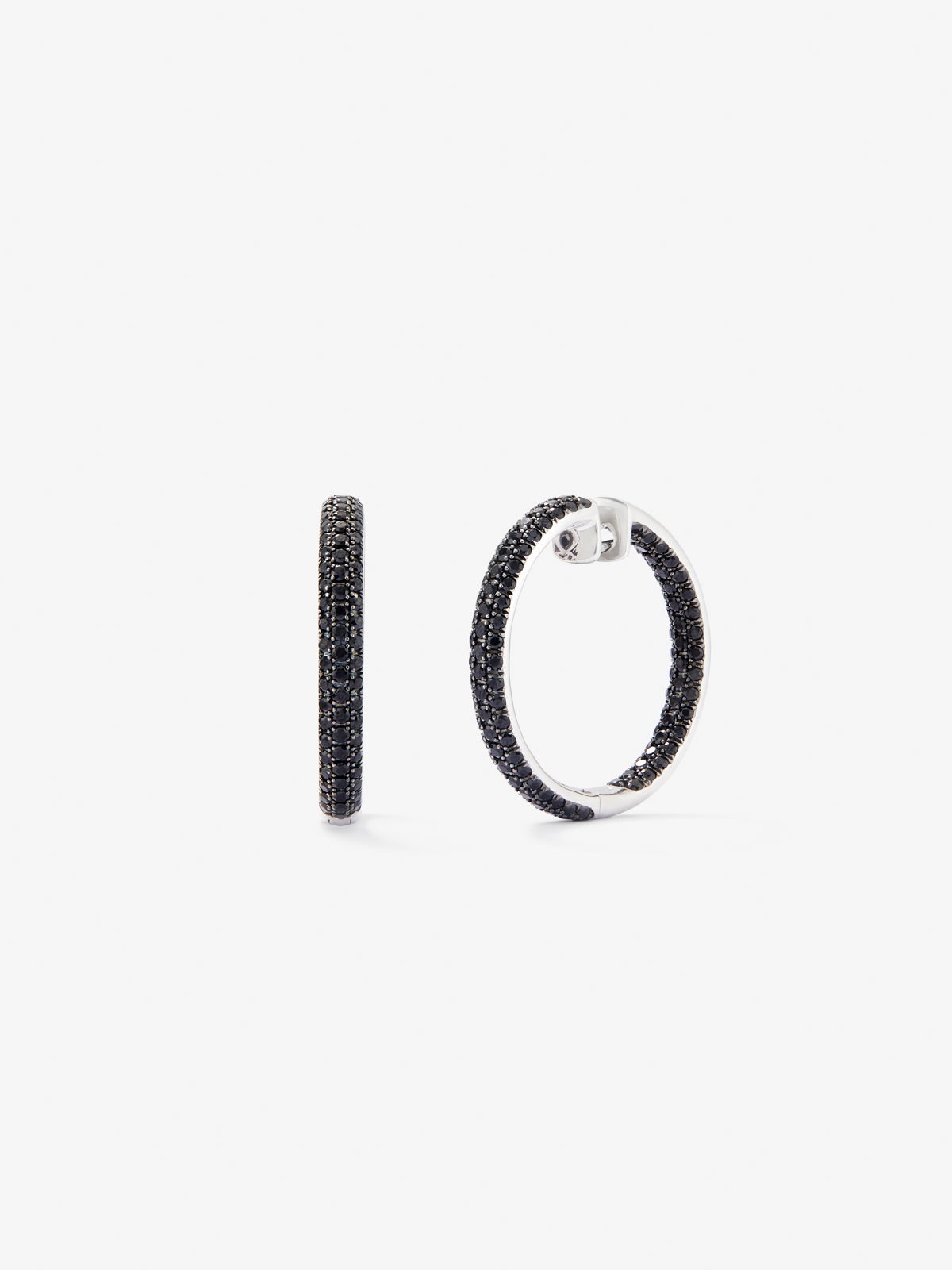 Large hoop earrings 925 silver with spinels