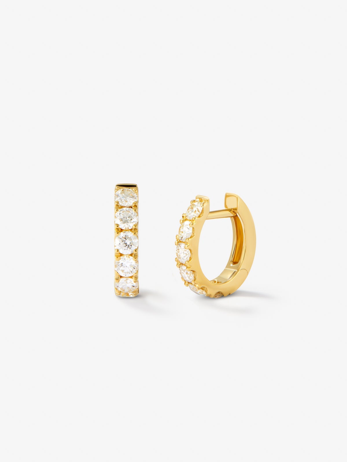 18K yellow gold hoop earrings with 0.65 ct brilliant-cut white diamonds