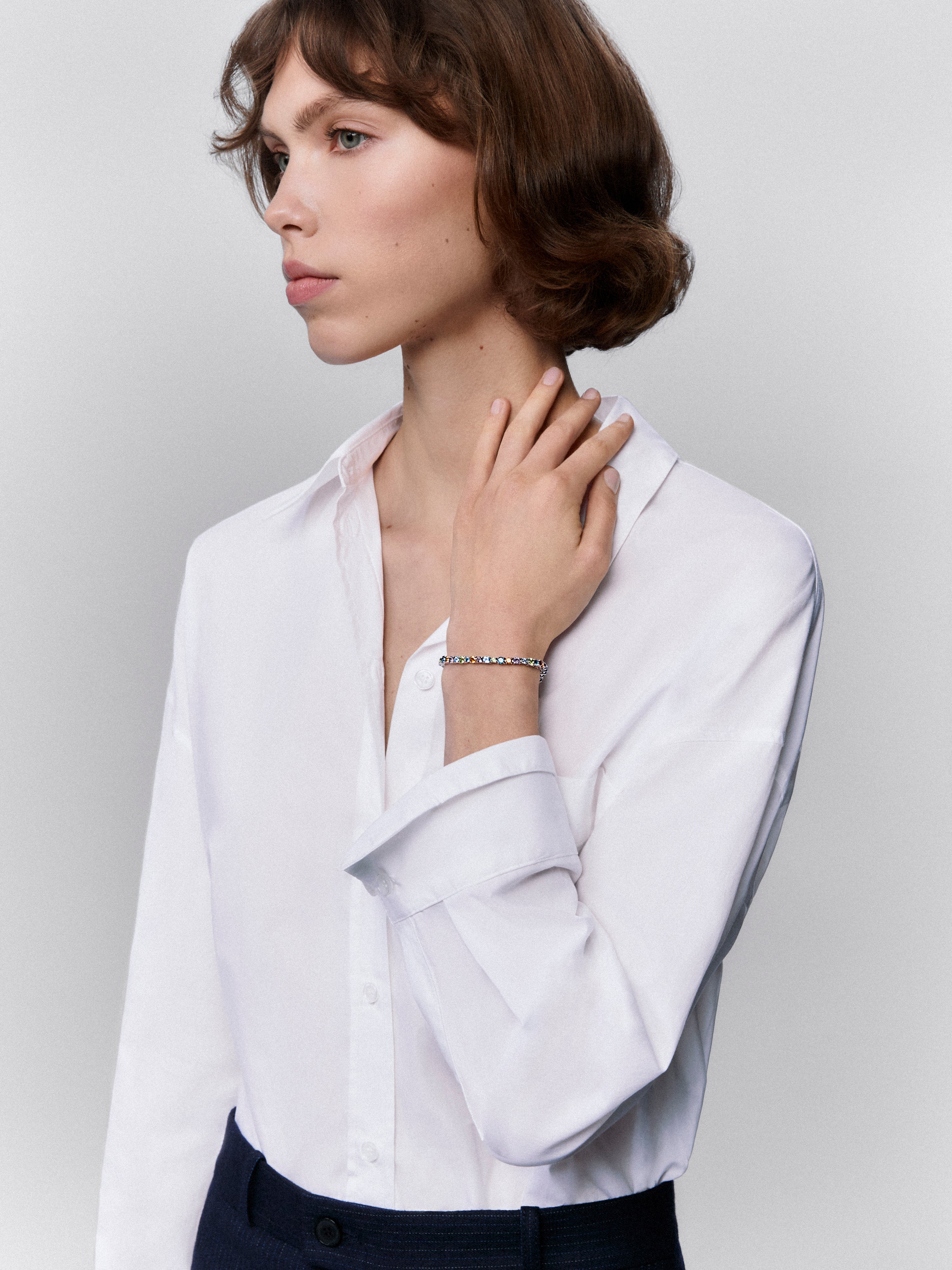 925 Silver Riviere Bracelet with Multicolor Gems