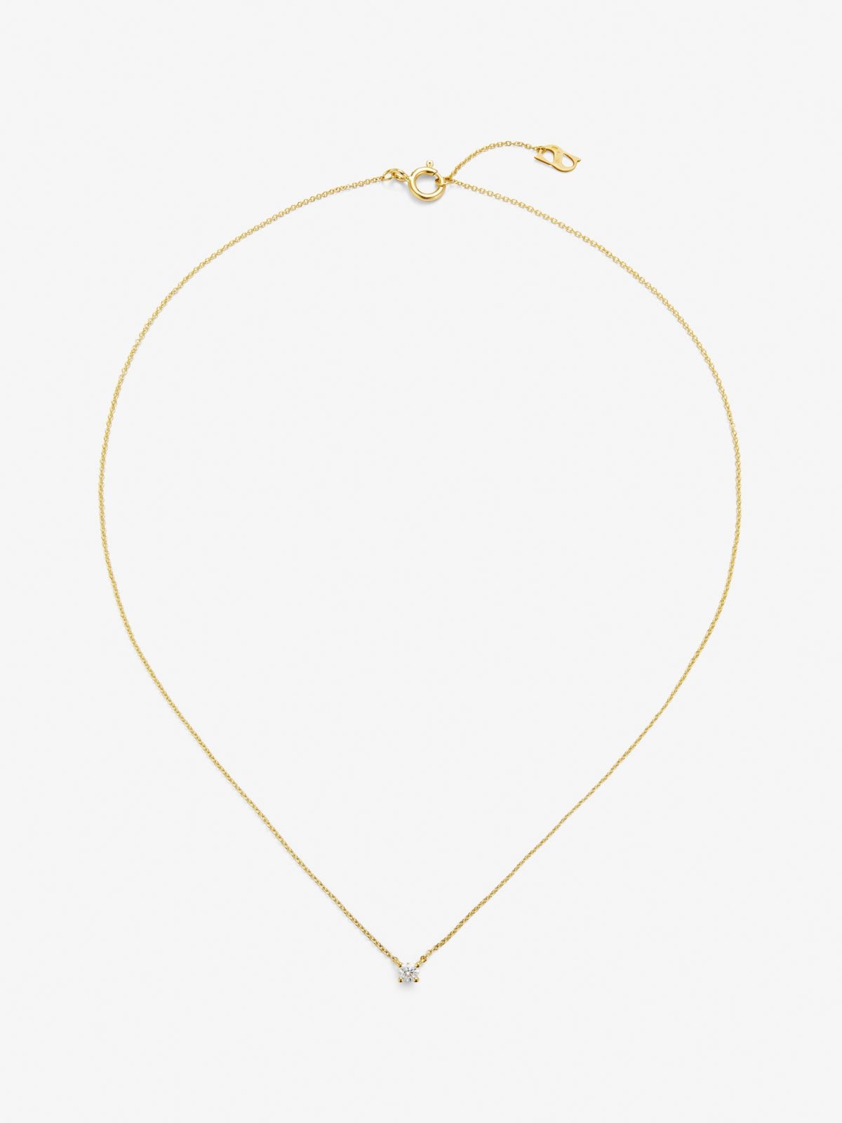 18K yellow gold solitaire pendant with 0.15 ct brilliant cut diamond