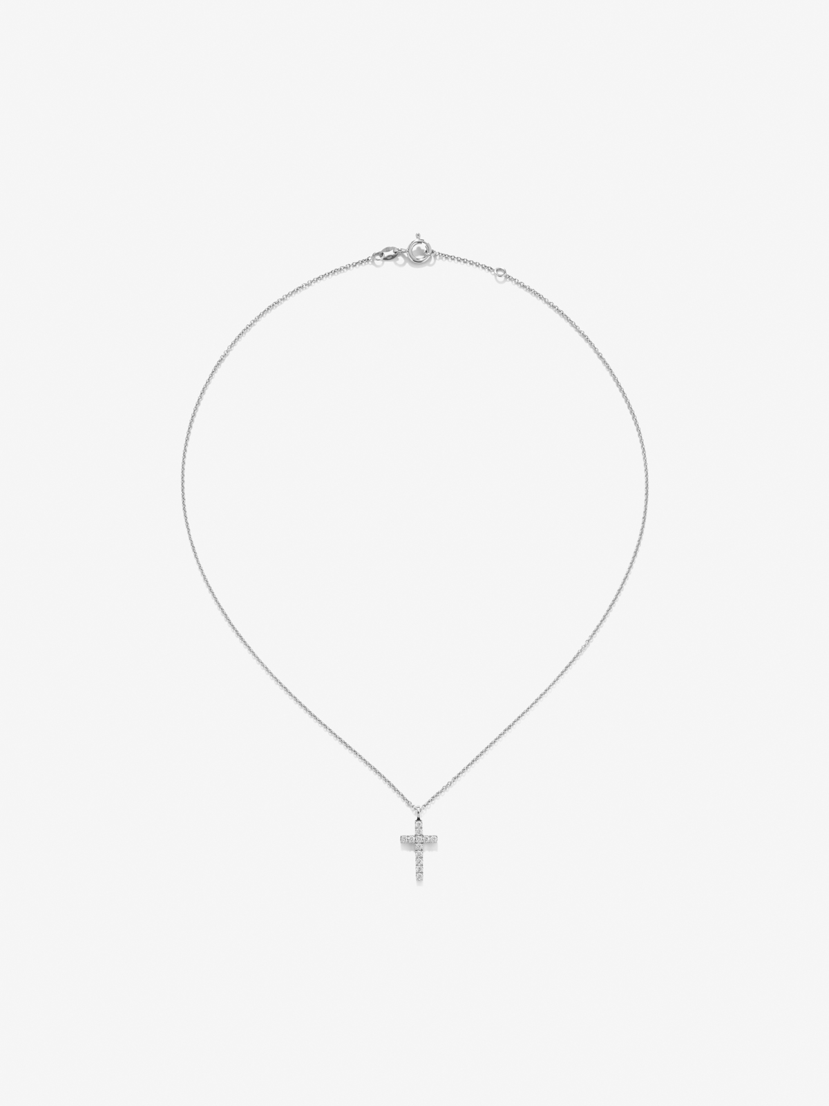 18K white gold cross pendant chain with diamonds