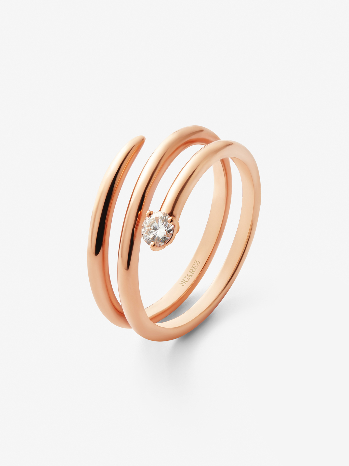 18K rose gold multi-arm ring with 0.13 ct brilliant-cut diamond