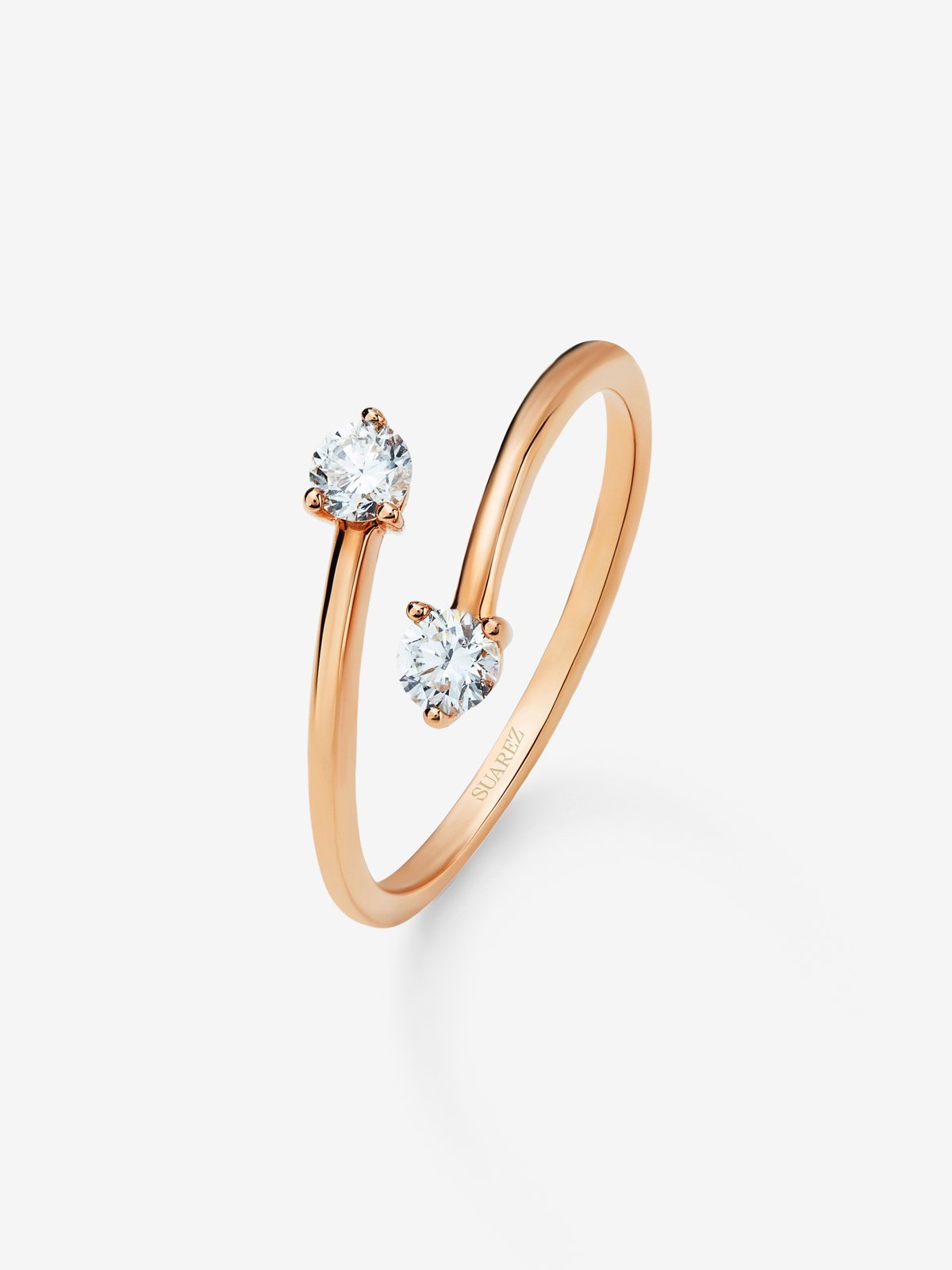 You and me ring in 18K rose gold with 2 brilliant-cut diamonds with a total of 0.26 cts