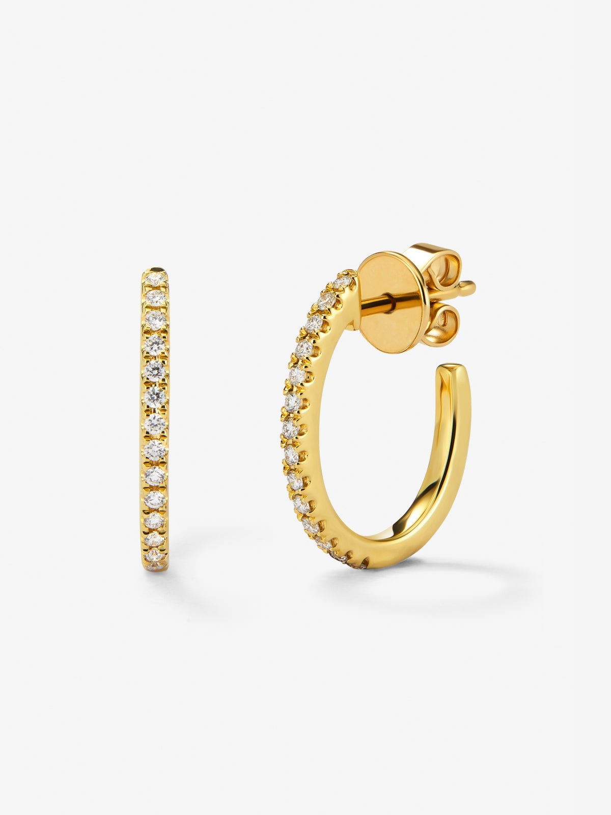 18K yellow gold hoop earrings with 28 brilliant-cut diamonds with a total of 0.22 cts