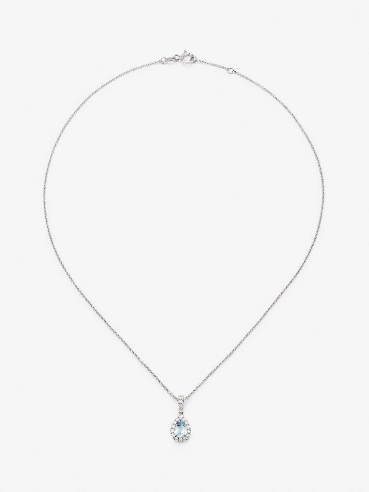18K white gold pendant chain with topaz