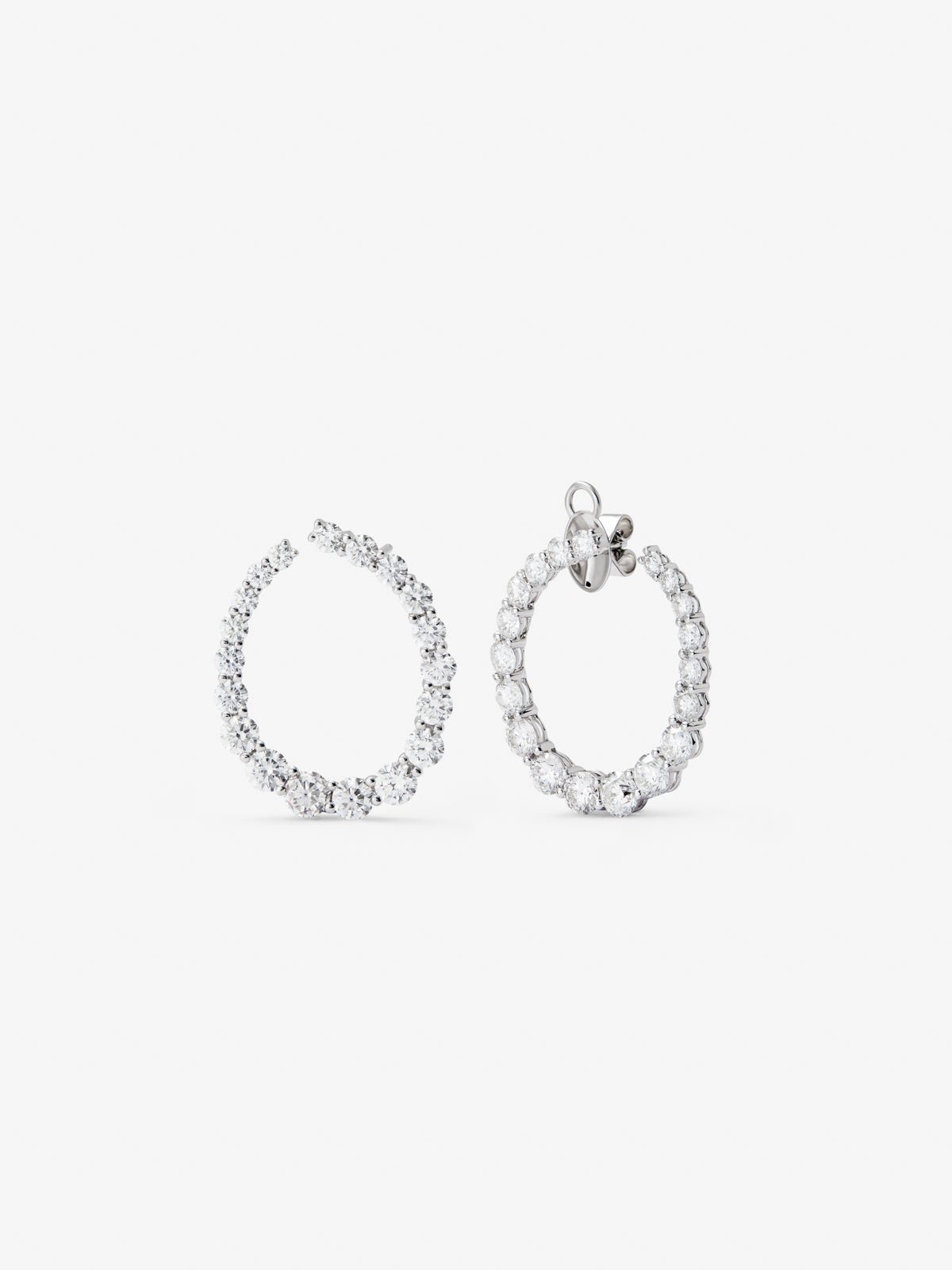 18K white gold earrings with white diamonds in 3.06 cts bright size